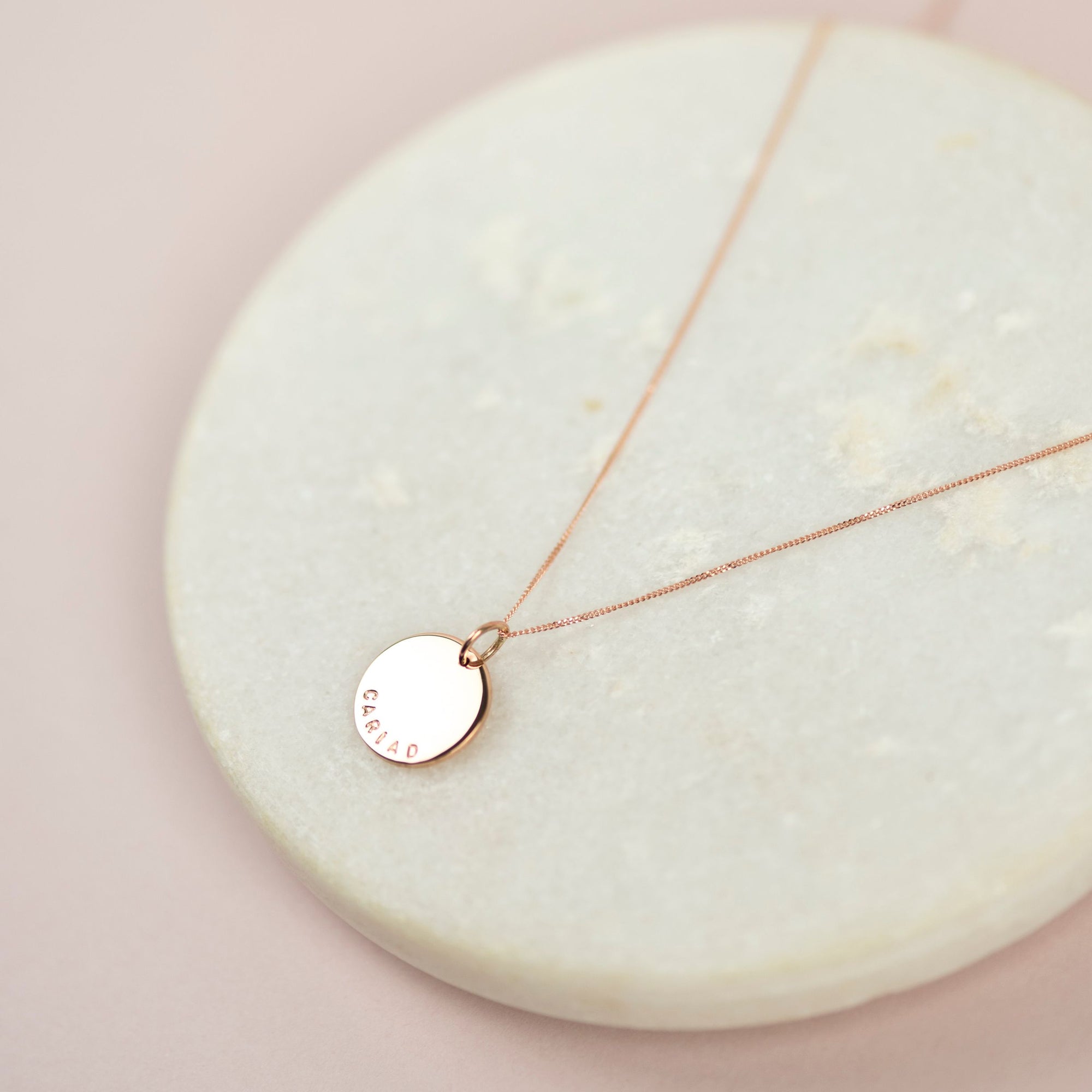 Personalised Large Disk Necklace in Solid 9ct Gold