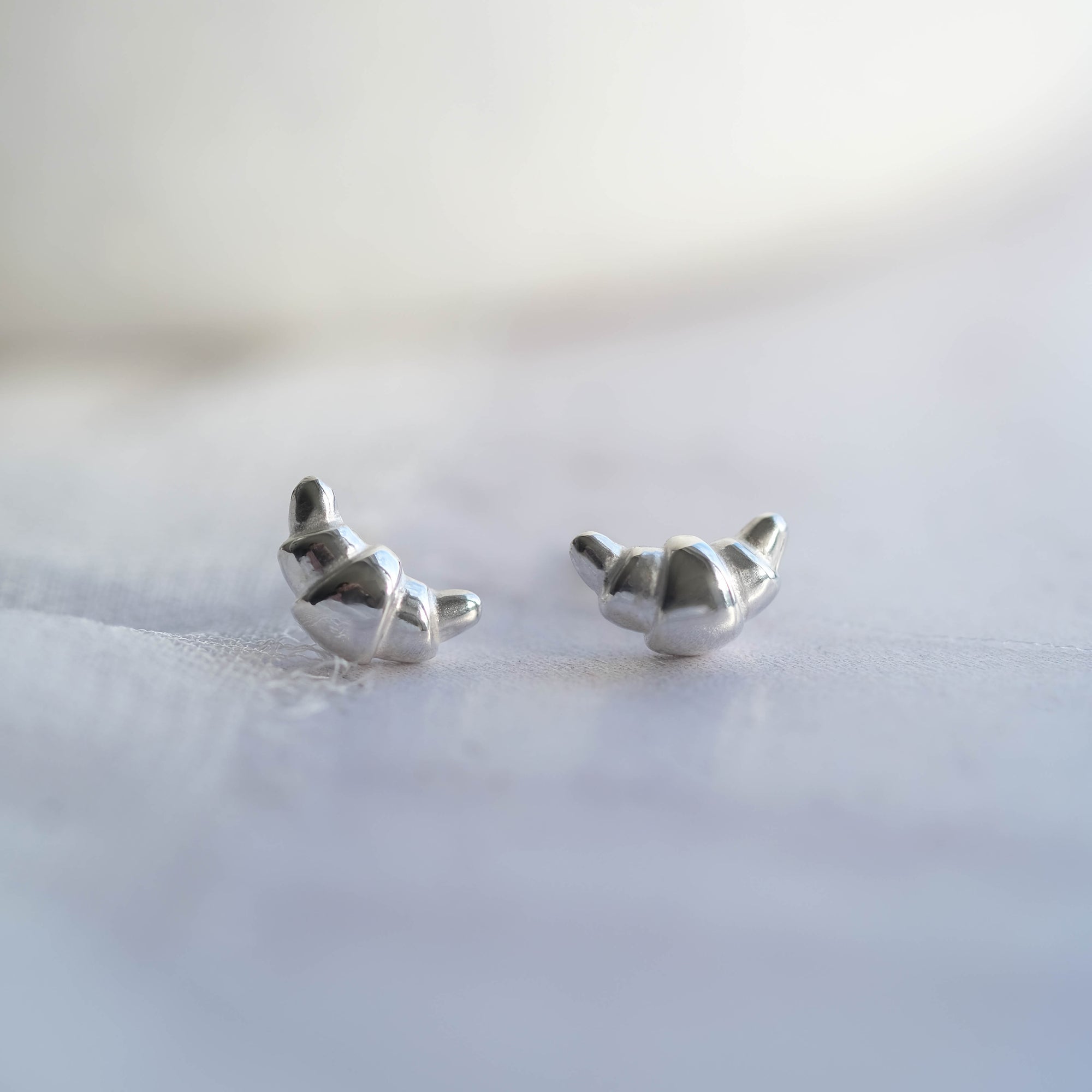 Petite Croissant Stud Earrings in Sterling Silver