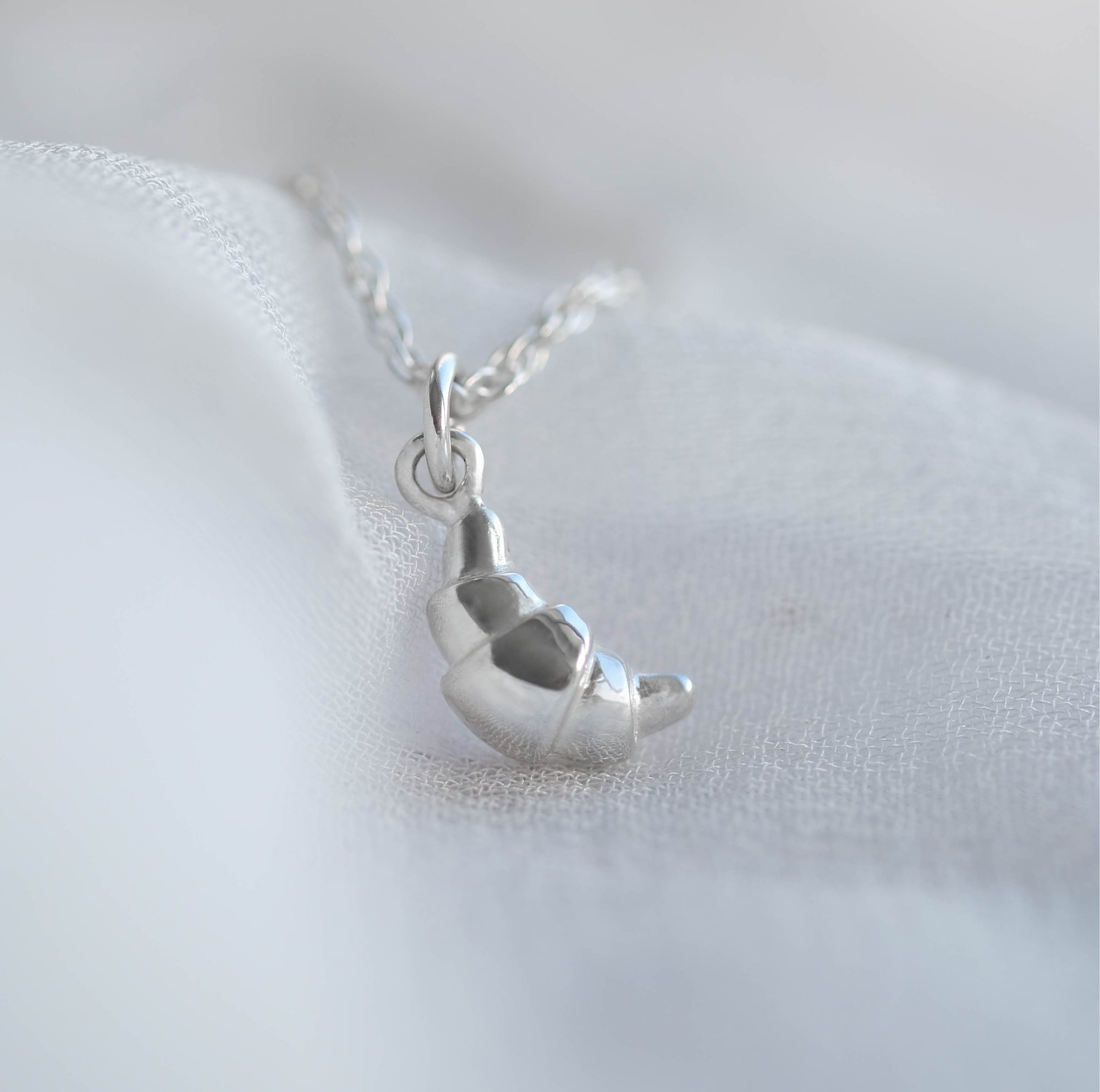 Petite Croissant Necklace in Sterling Silver