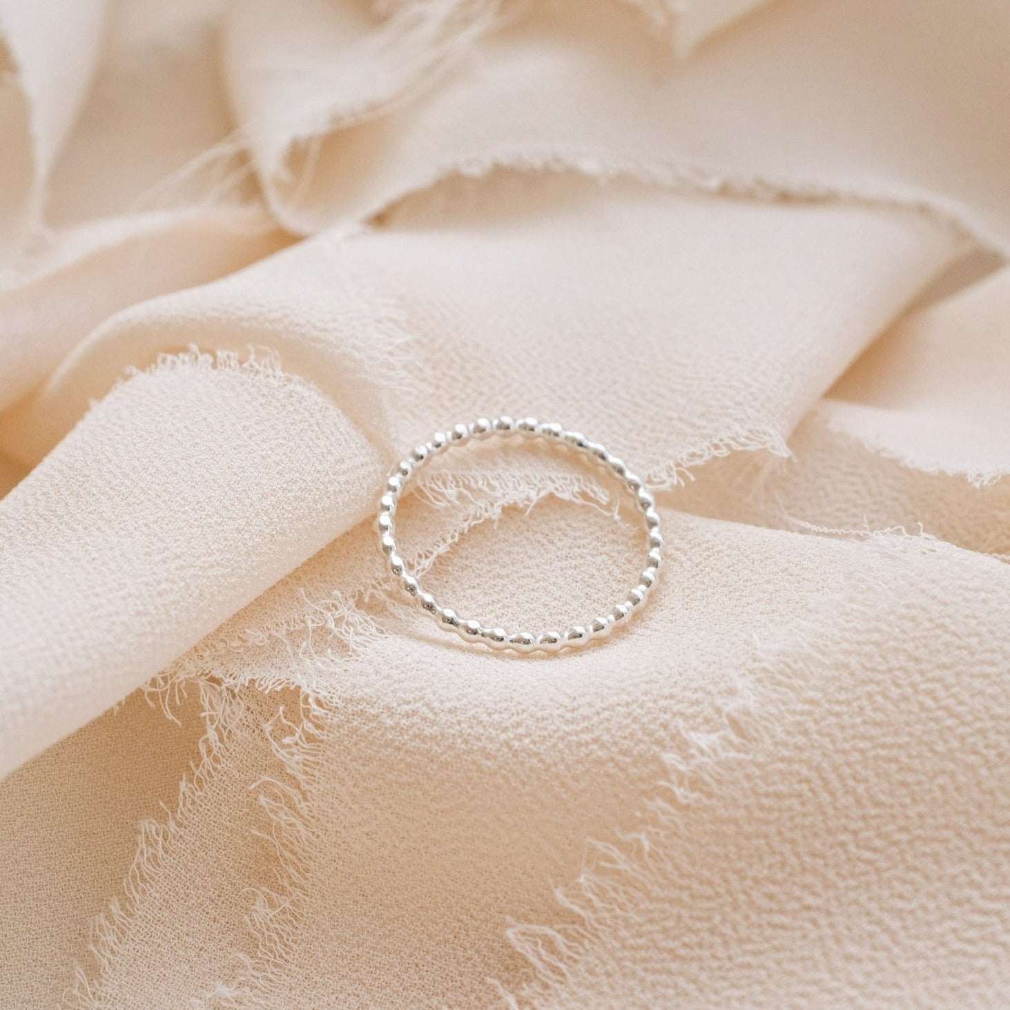 Beaded Stacking Ring in Sterling Silver
