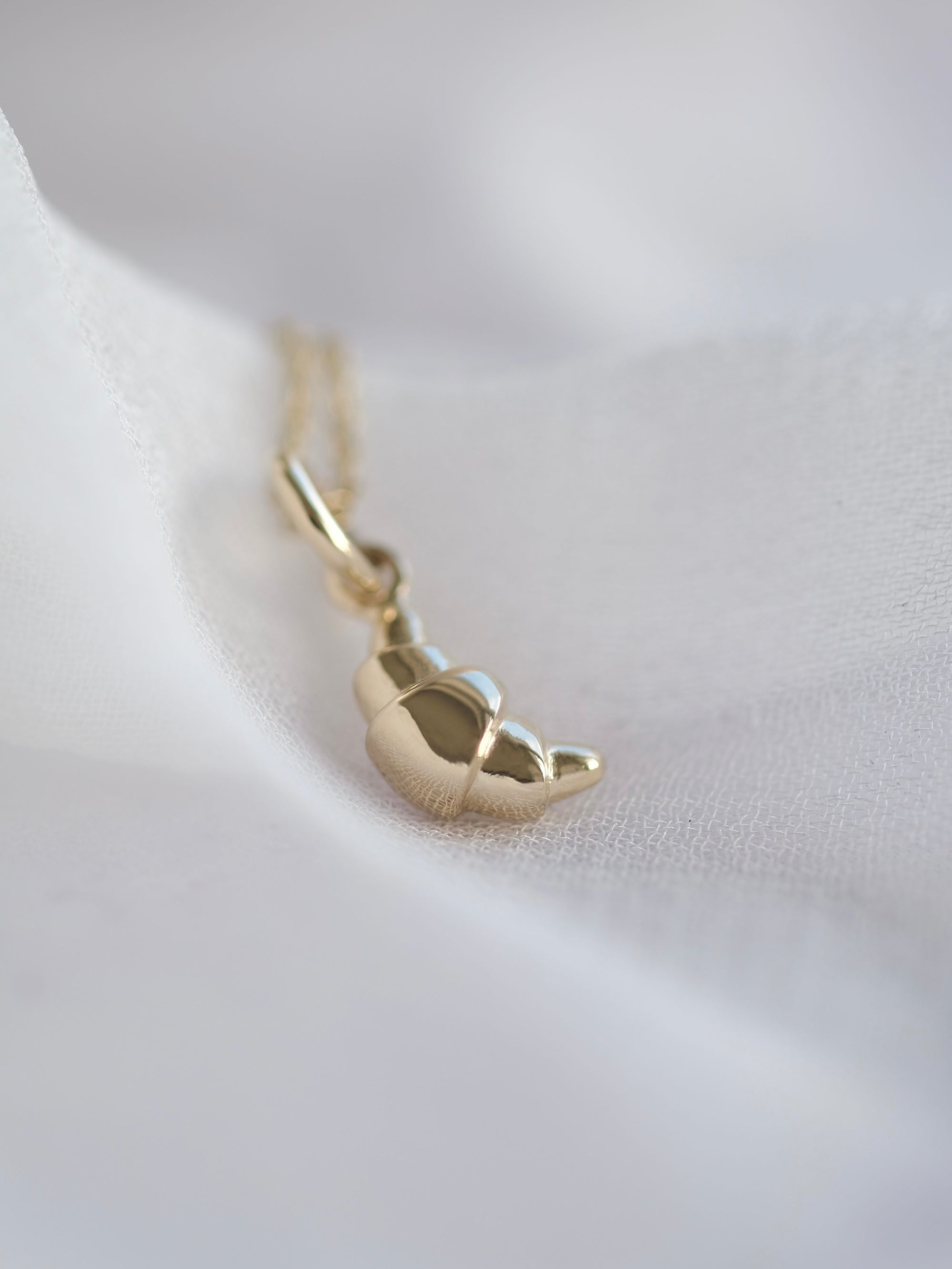Petite Croissant Necklace in Solid Gold
