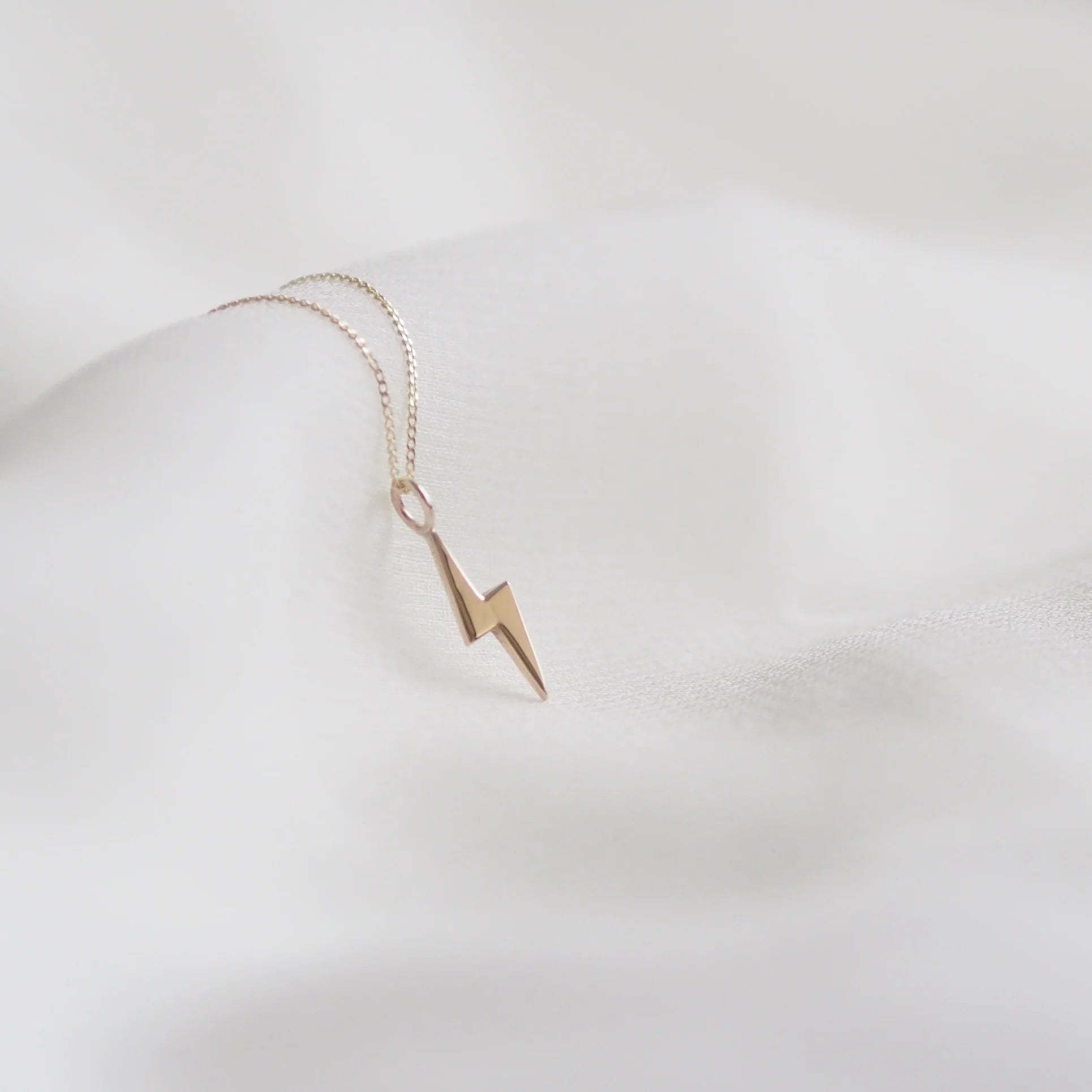 Handmade Lightning Bolt Necklace in Solid Gold