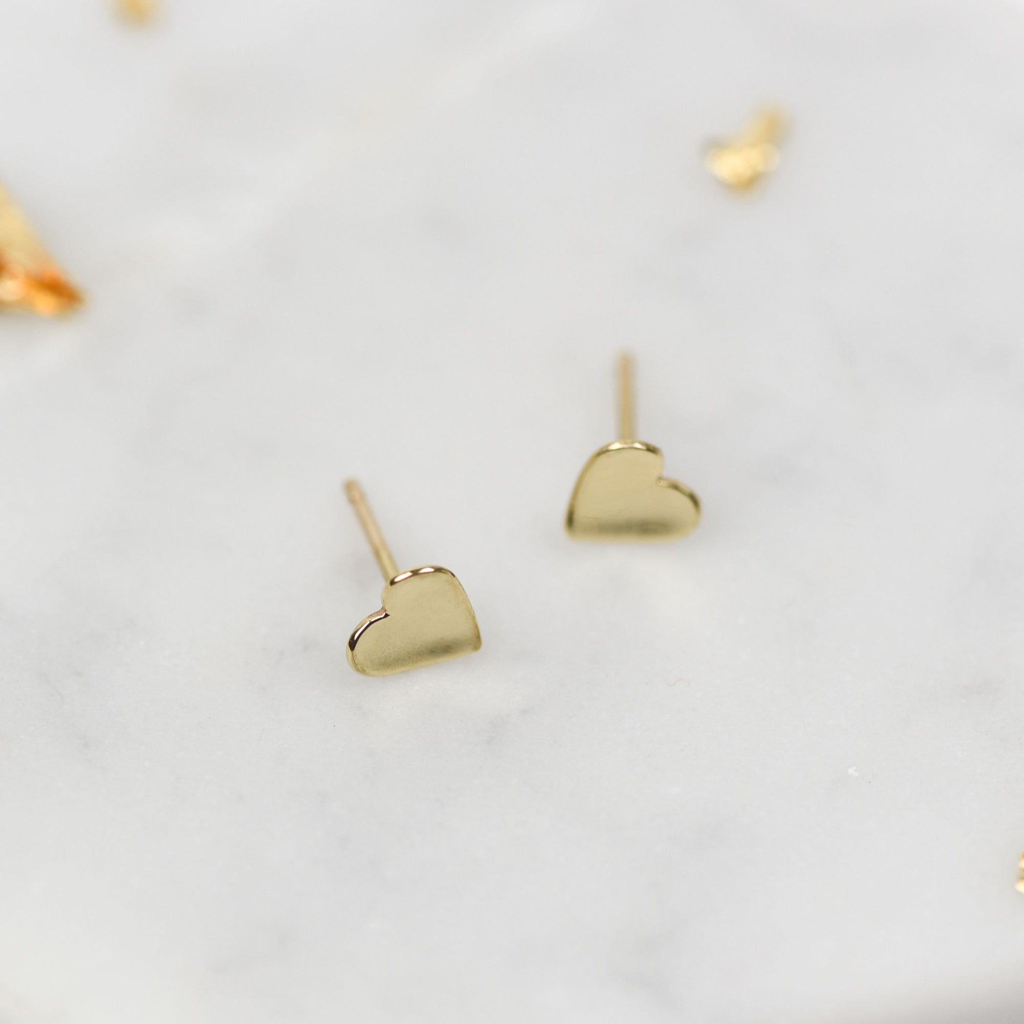Miniature Concave Heart Earrings in Solid Gold