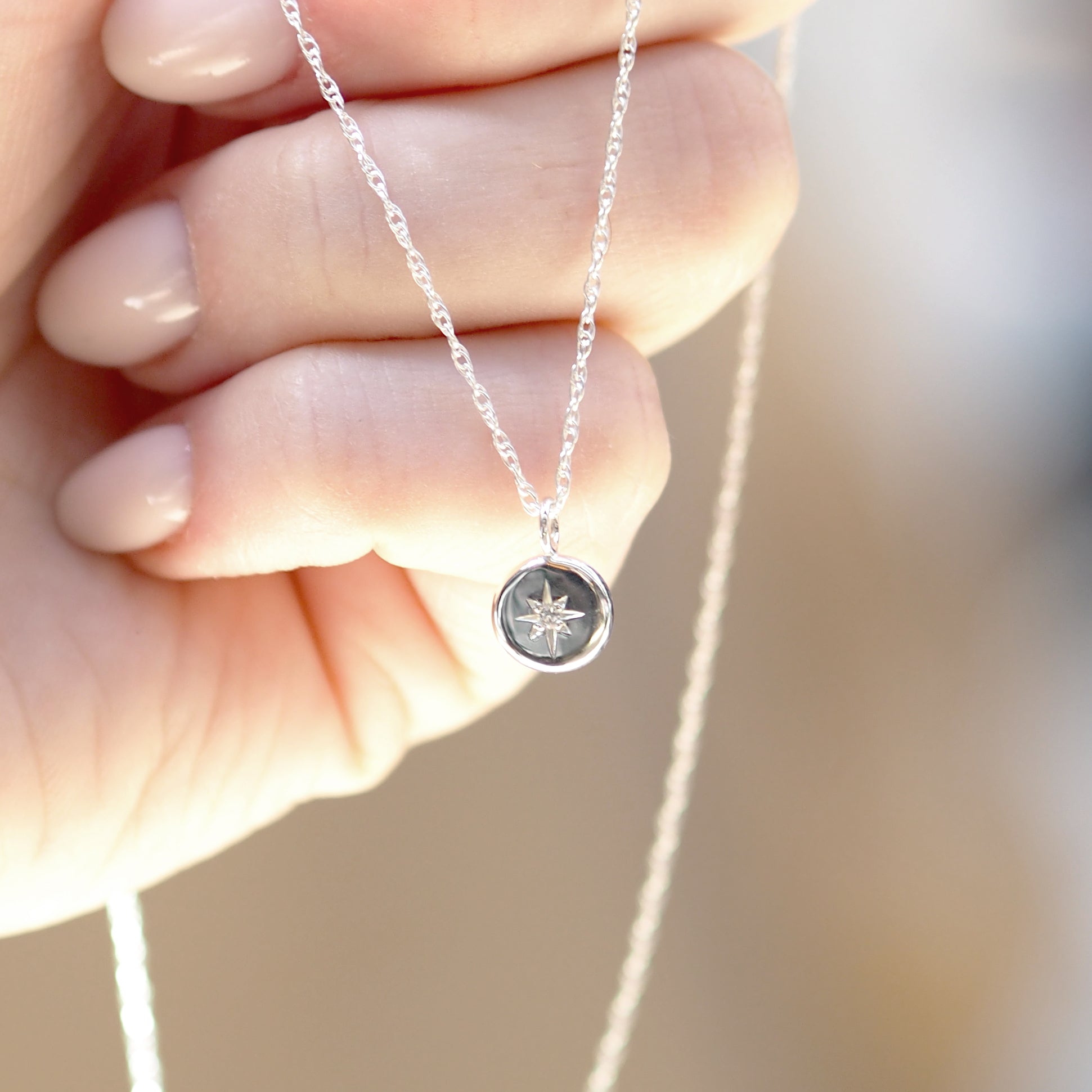 Star Set Diamond Necklace in Solid Gold