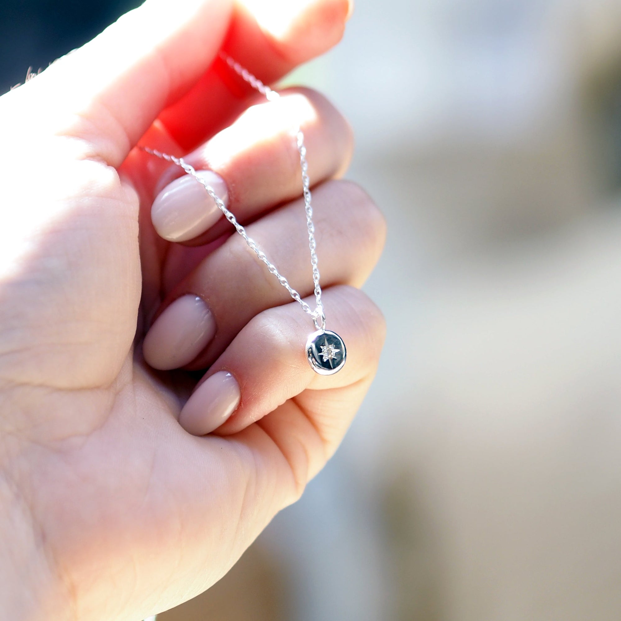 Star Set Diamond Necklace in Solid Gold
