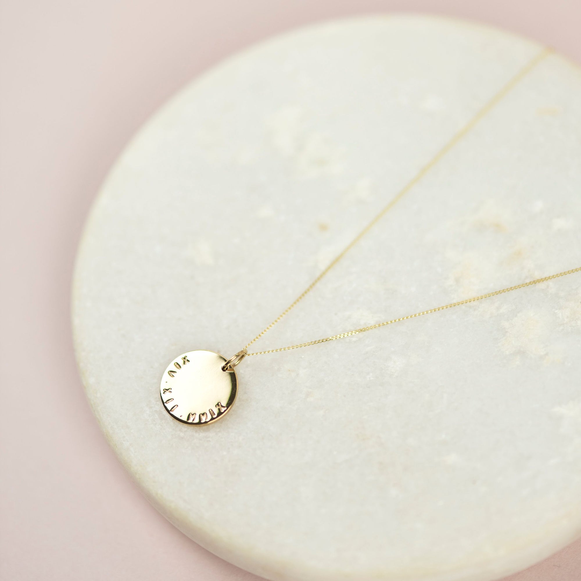 Personalised Large Disk Necklace in Solid 9ct Gold