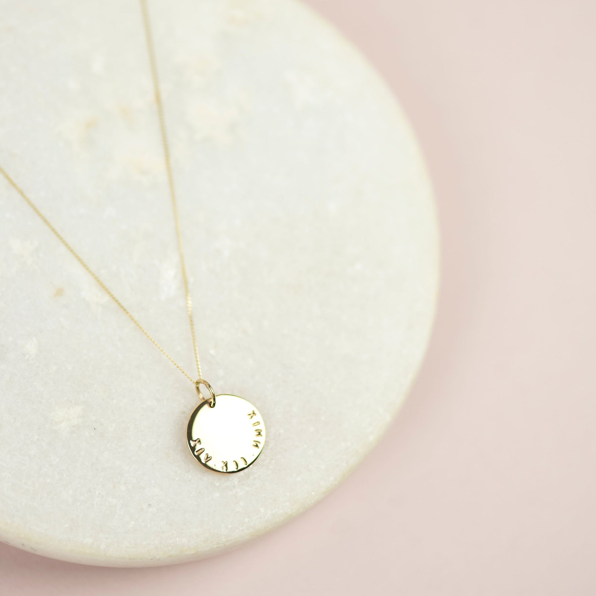 Personalised Large Disk Necklace in Solid 9ct Gold