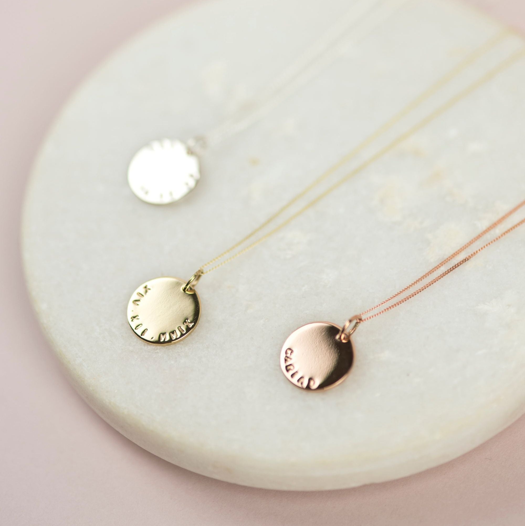 Personalised Large Disk Necklace in Solid 9ct Gold