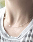 Dainty Pearl Choker Necklace in Sterling Silver
