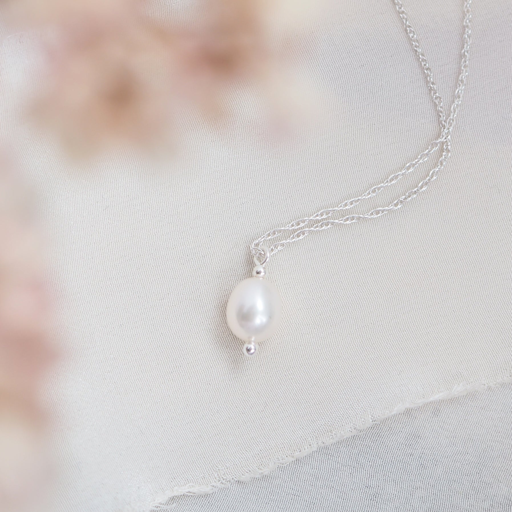 Dainty Freshwater Pearl Necklace in Sterling Silver