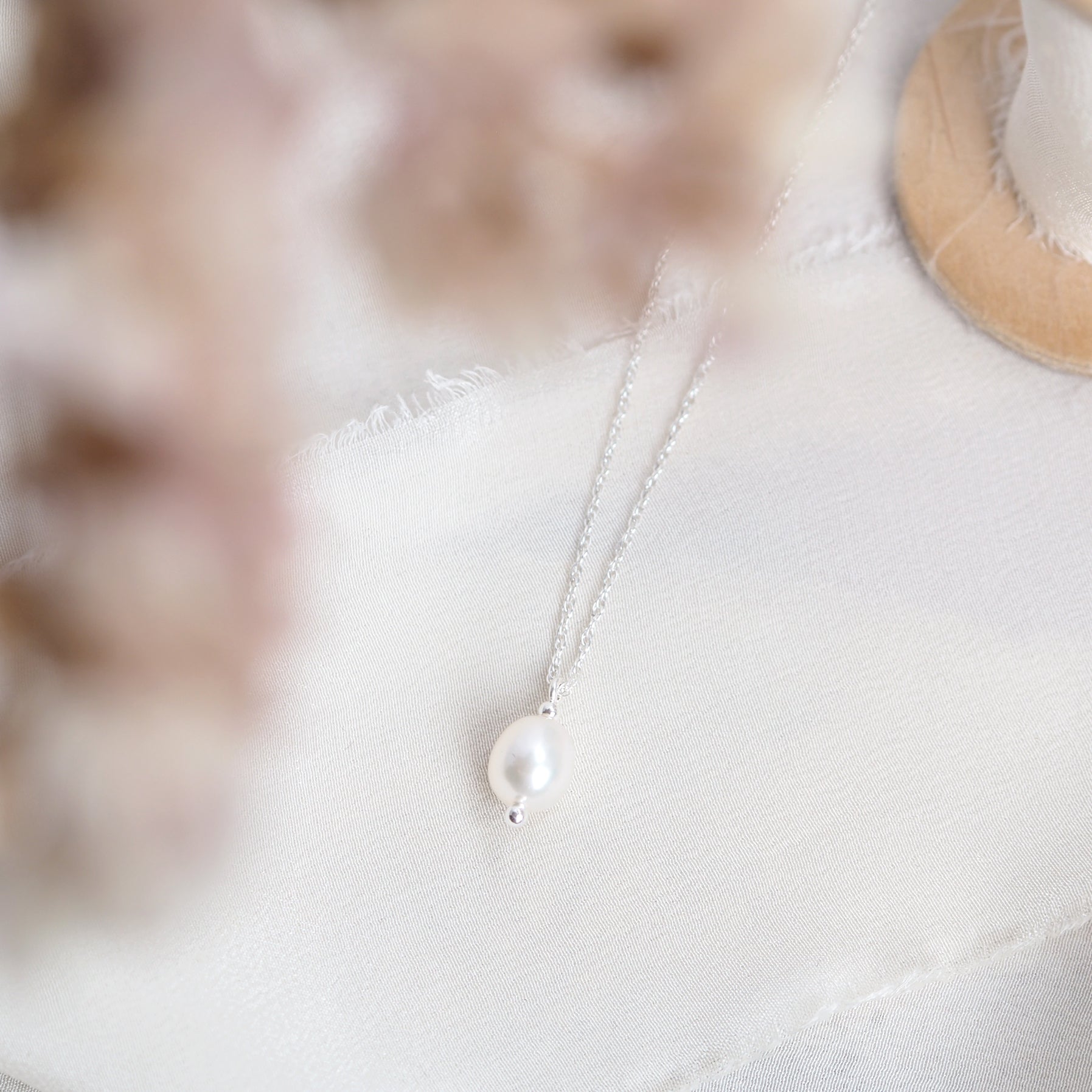 Dainty Freshwater Pearl Necklace in Sterling Silver