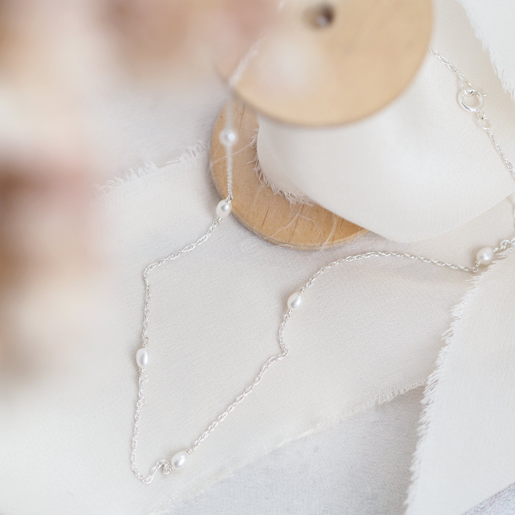 Dainty Pearl Choker Necklace in Sterling Silver