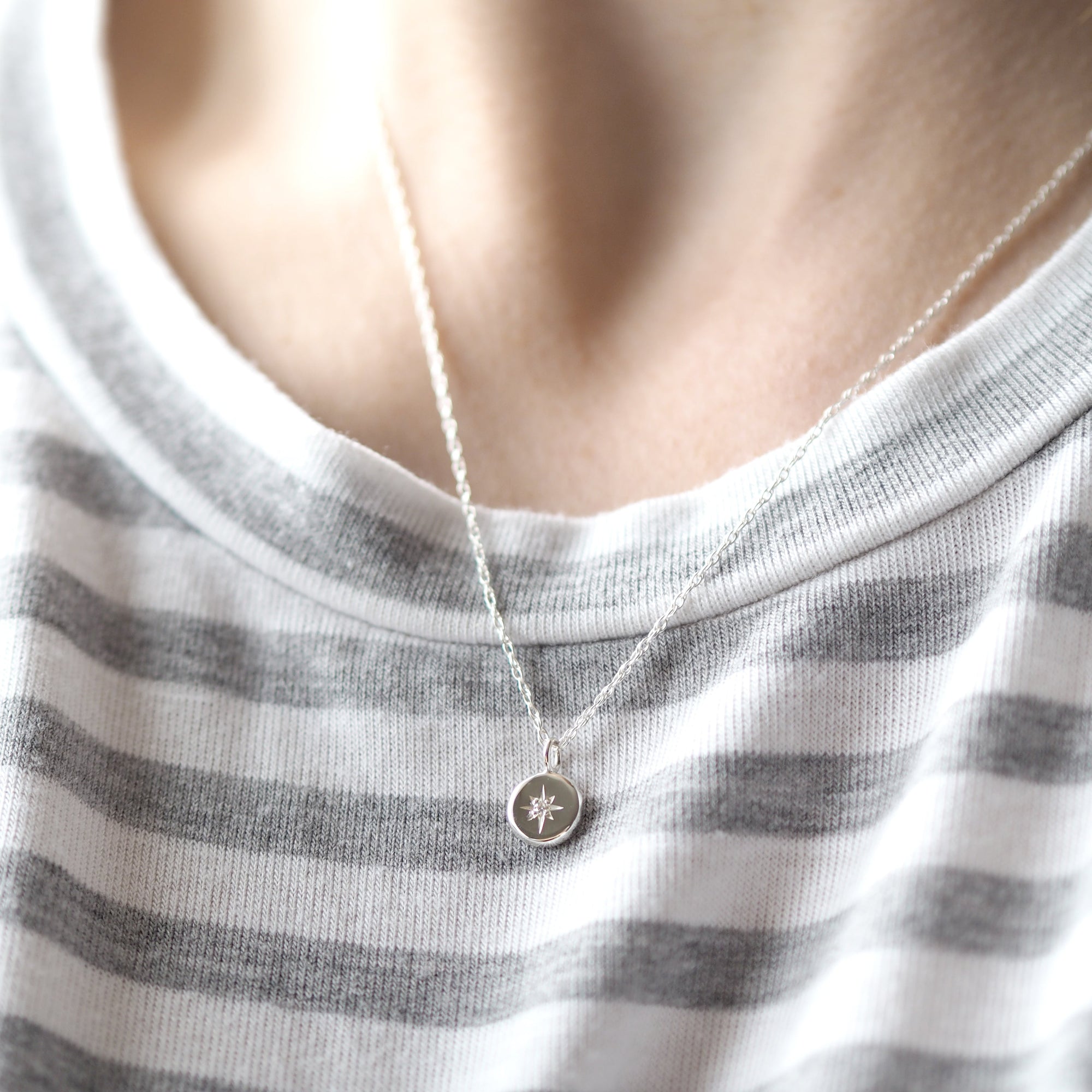 Star Set Diamond Necklace in Solid Gold