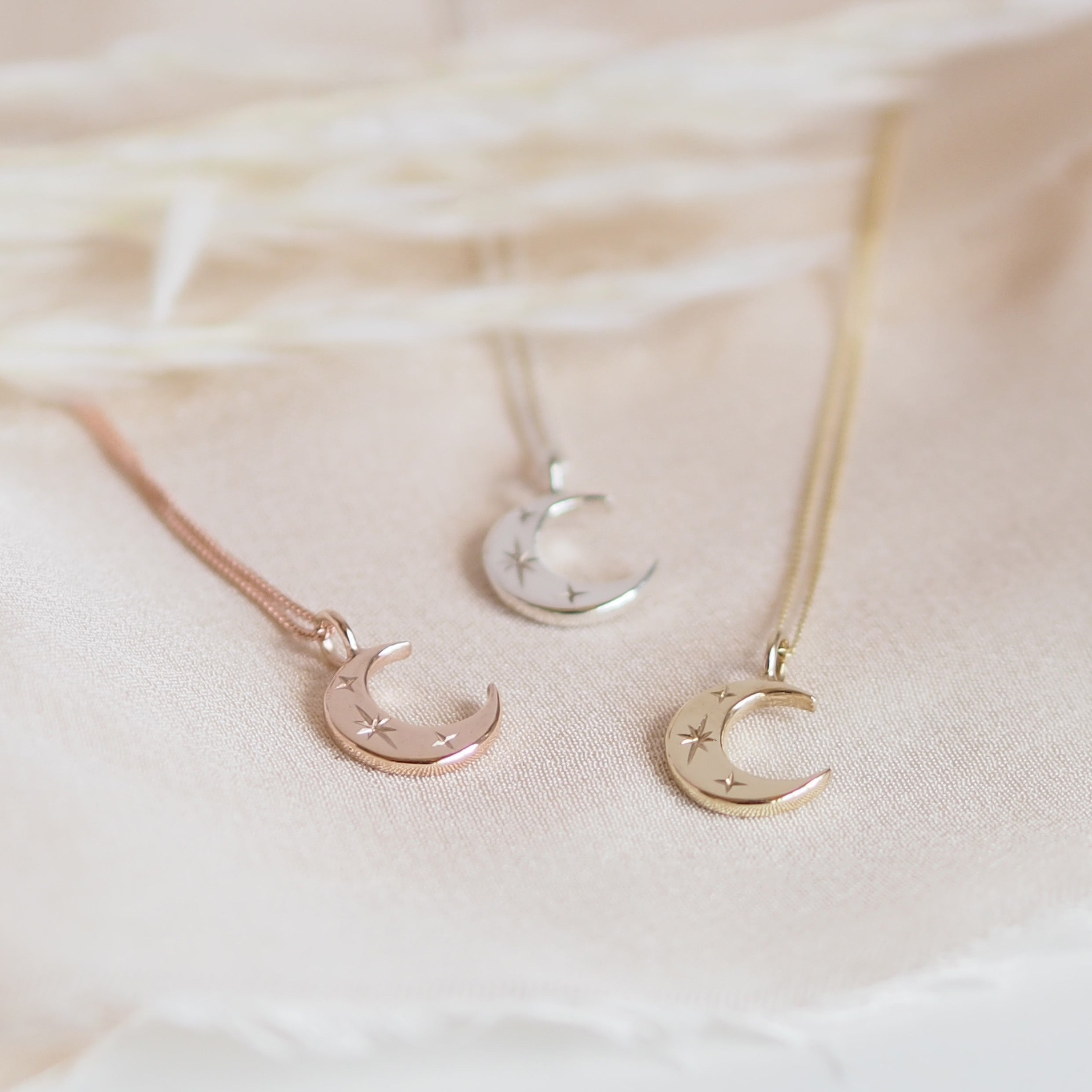 Crescent Moon Necklace in Solid 9ct Gold