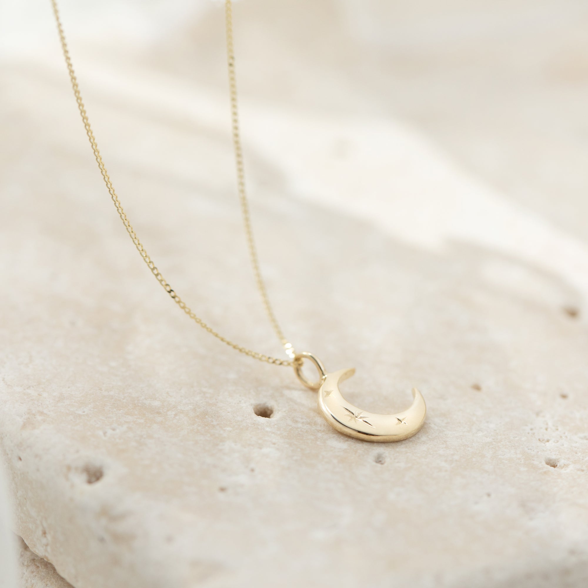 Crescent Moon Necklace in Solid 9ct Gold