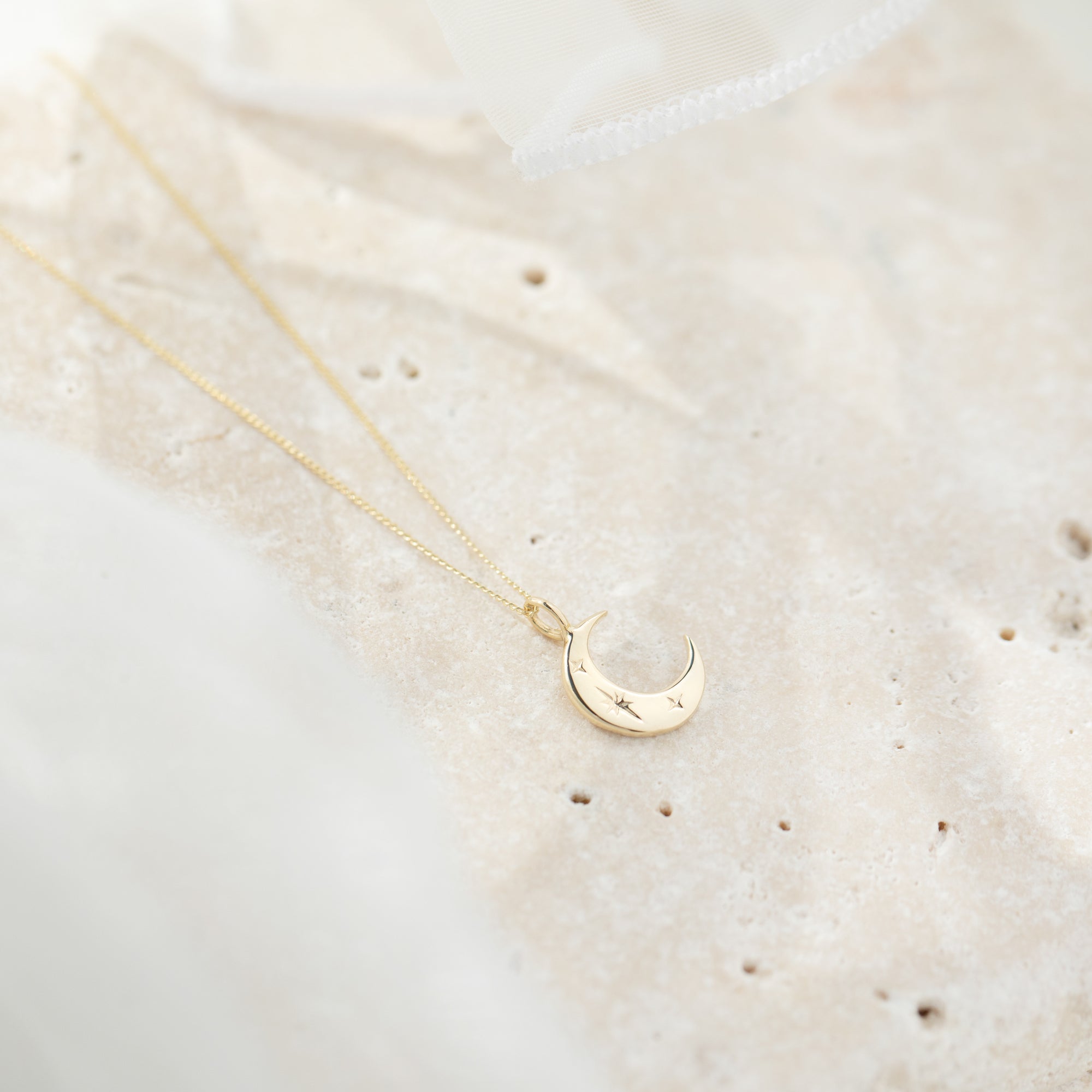 Crescent Moon Necklace in Solid 9ct Gold
