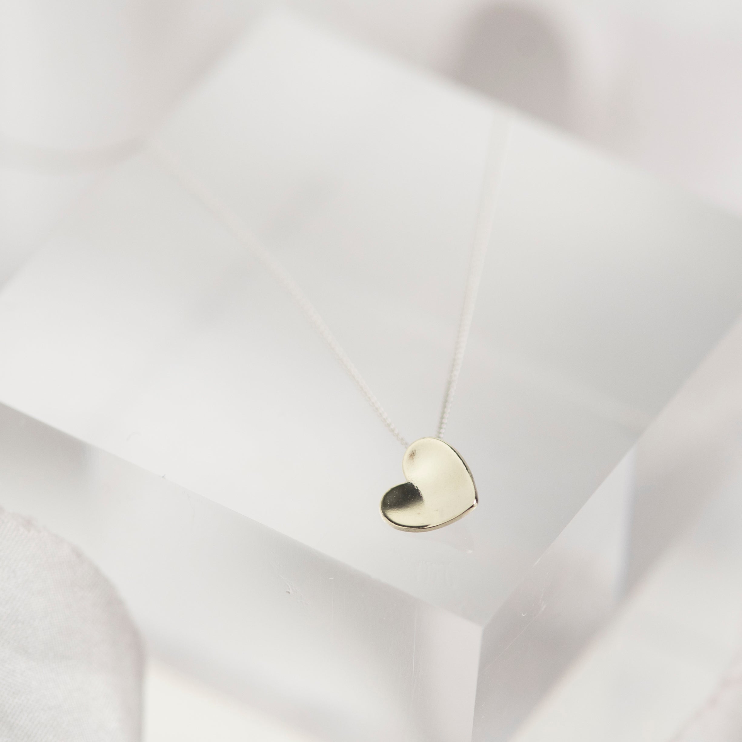 Solid White Gold Heart Necklace