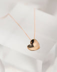 Solid 9 carat rose gold concave heart necklace