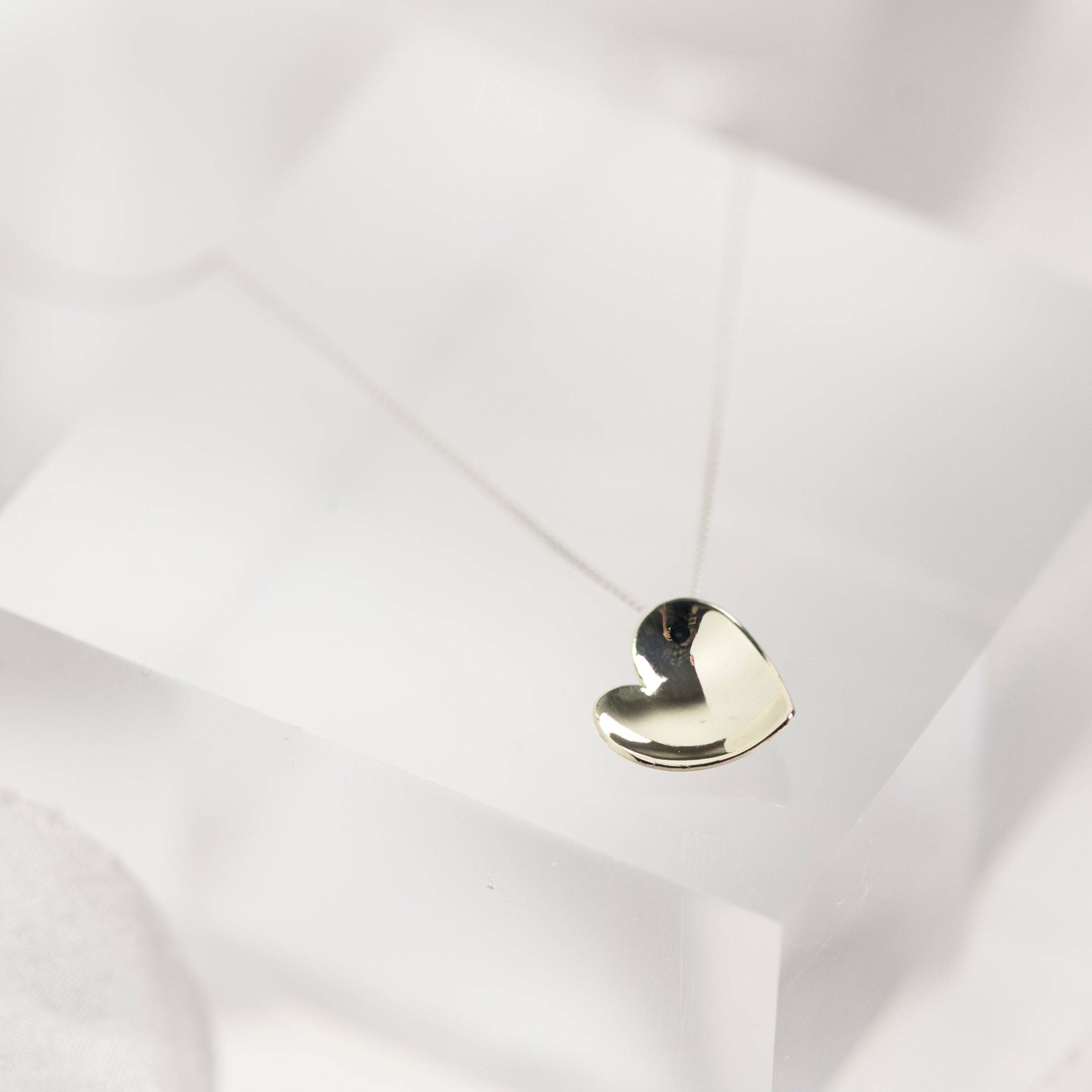 Solid 9 carat white gold heart necklace