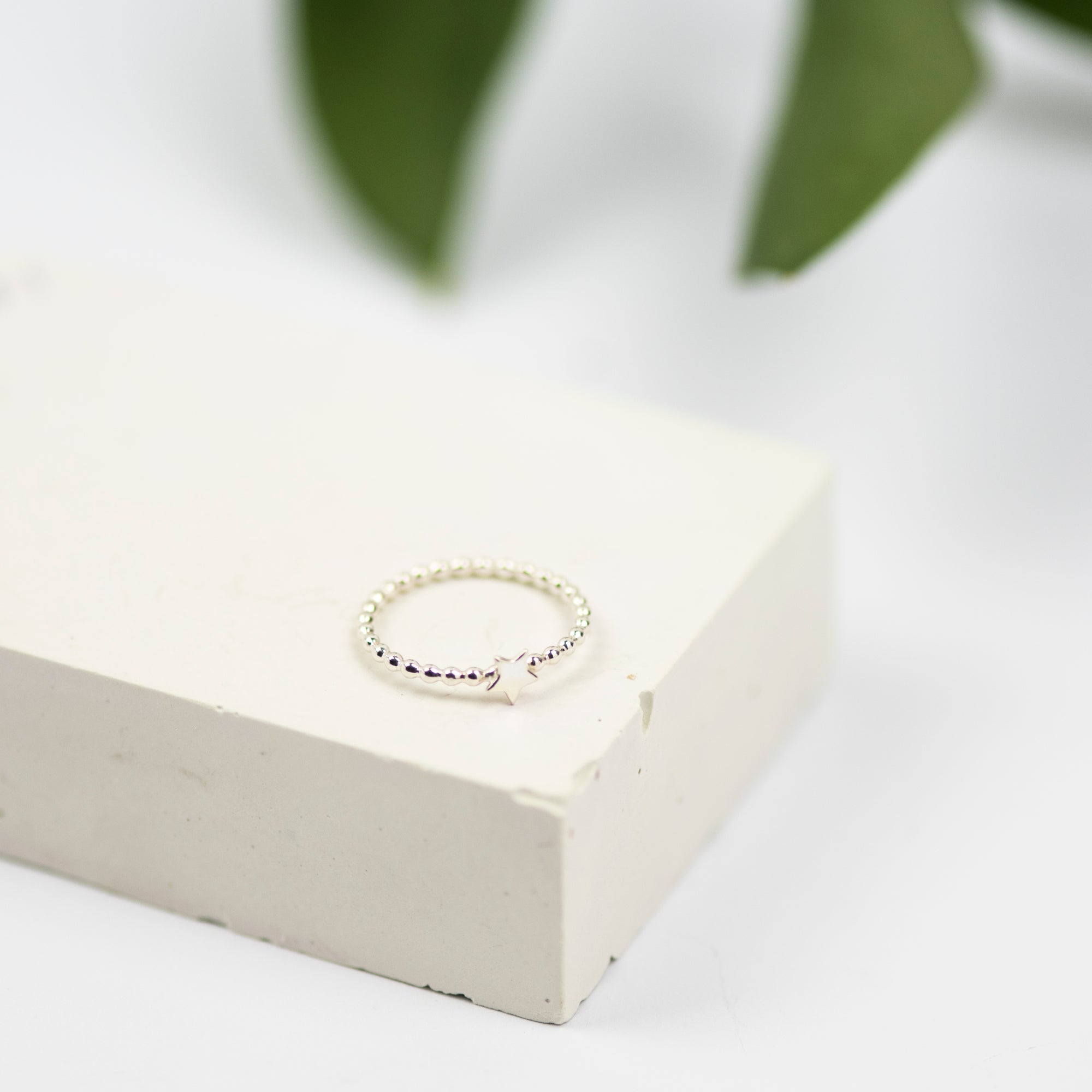 Beaded Star Ring in Sterling Silver