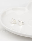 Sterling Silver Concave Heart Stud Earrings