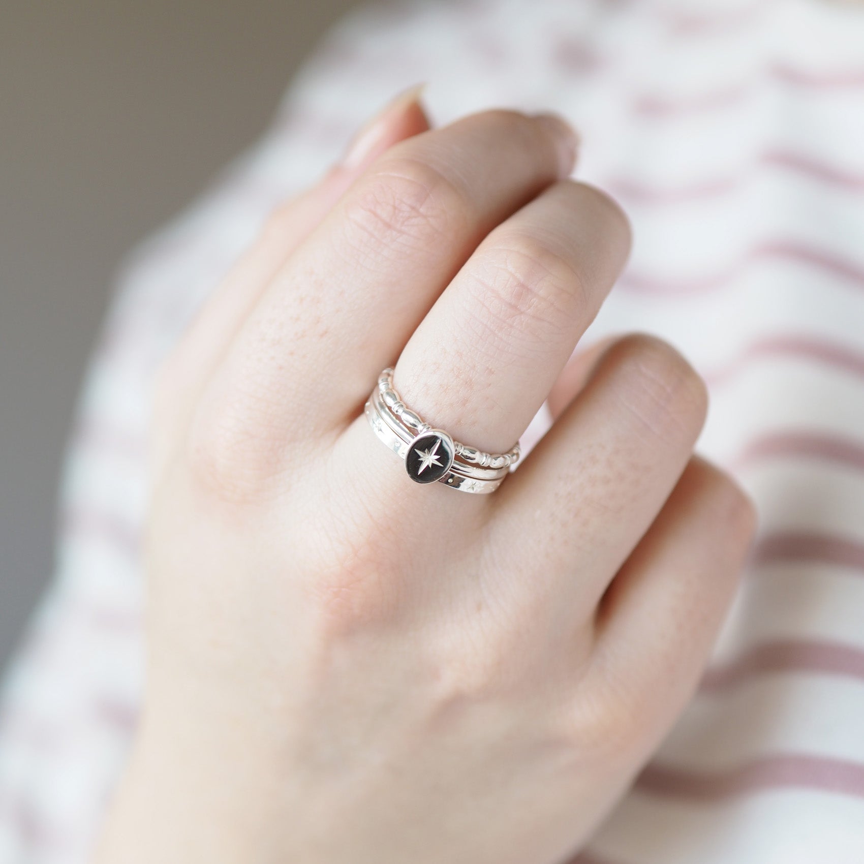 Starry Stacking Ring Set in Sterling Silver