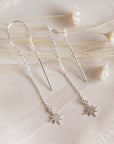 Long North Star Threader Earrings in Sterling Silver