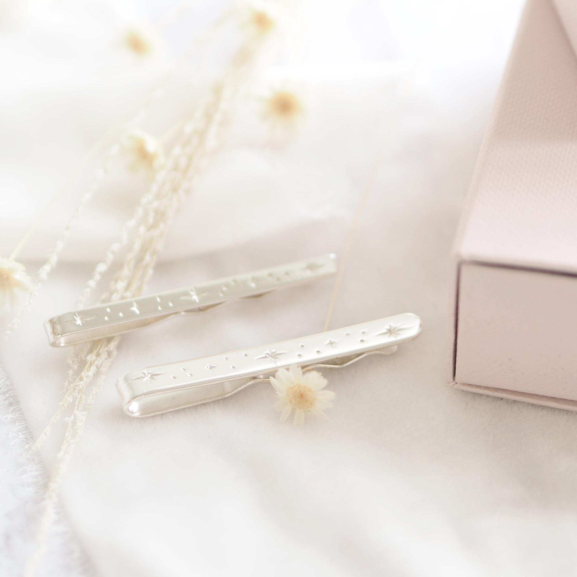 Hand Engraved Constellation Tie Slide in Sterling Silver