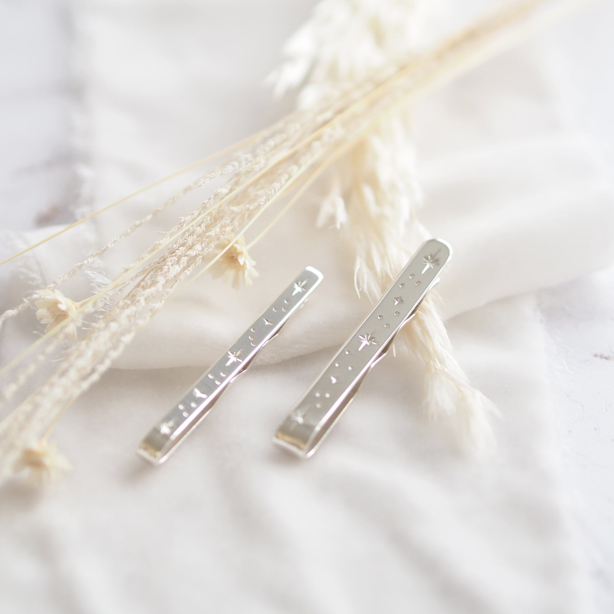 Hand Engraved Constellation Tie Slide in Sterling Silver