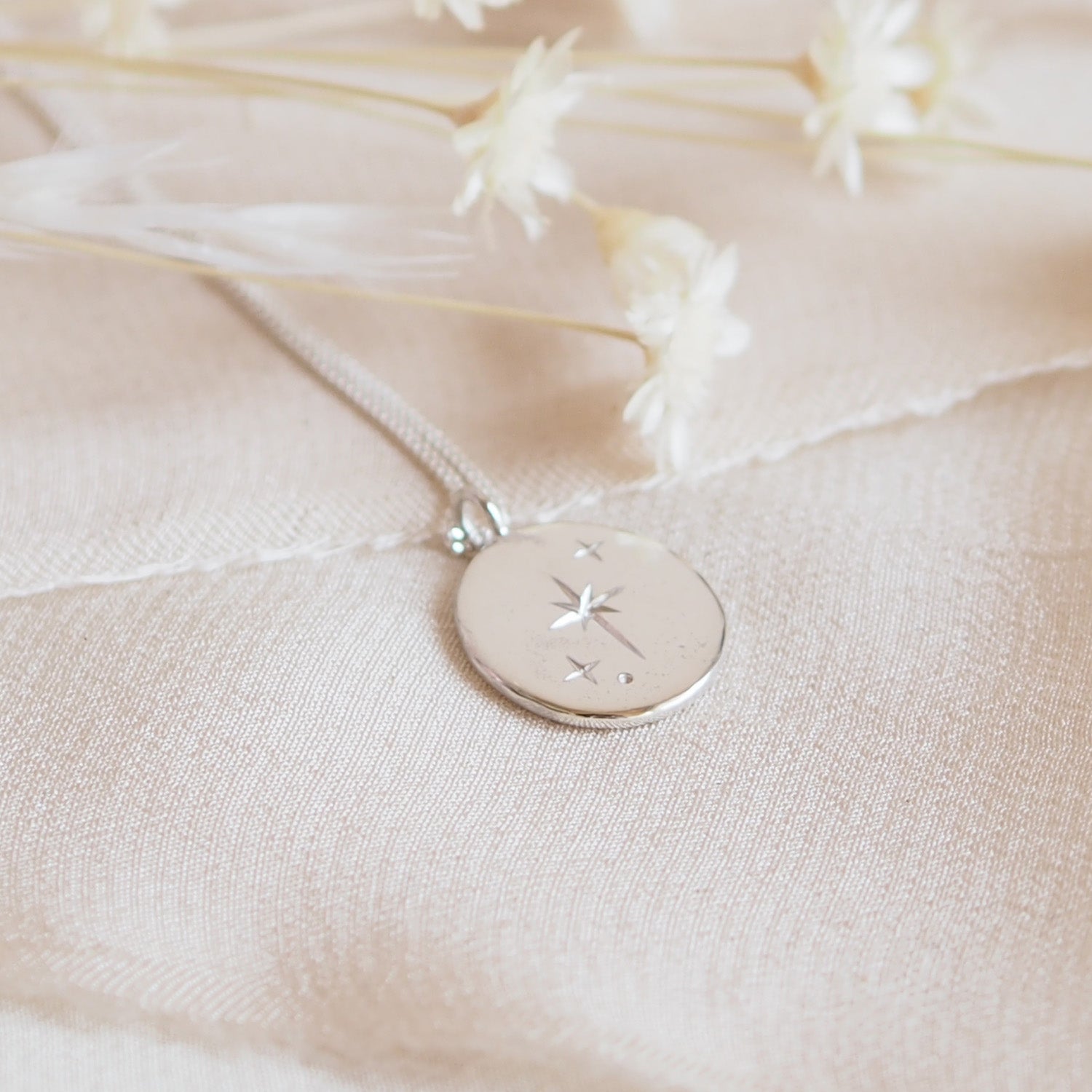 Handmade Solid 9 Carat Gold Large Oval Star Necklace