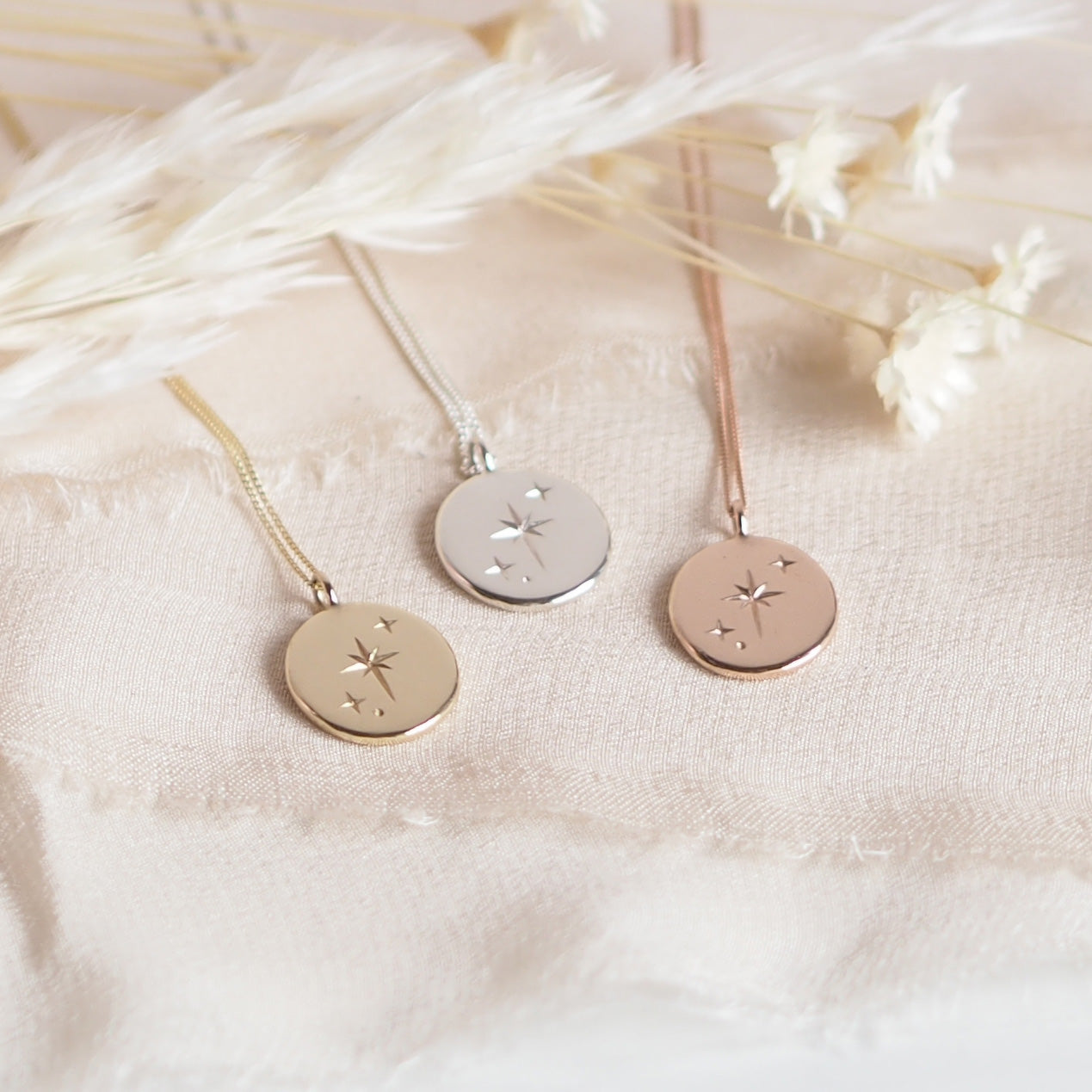 Handmade Solid 9 Carat Gold Large Oval Star Necklace