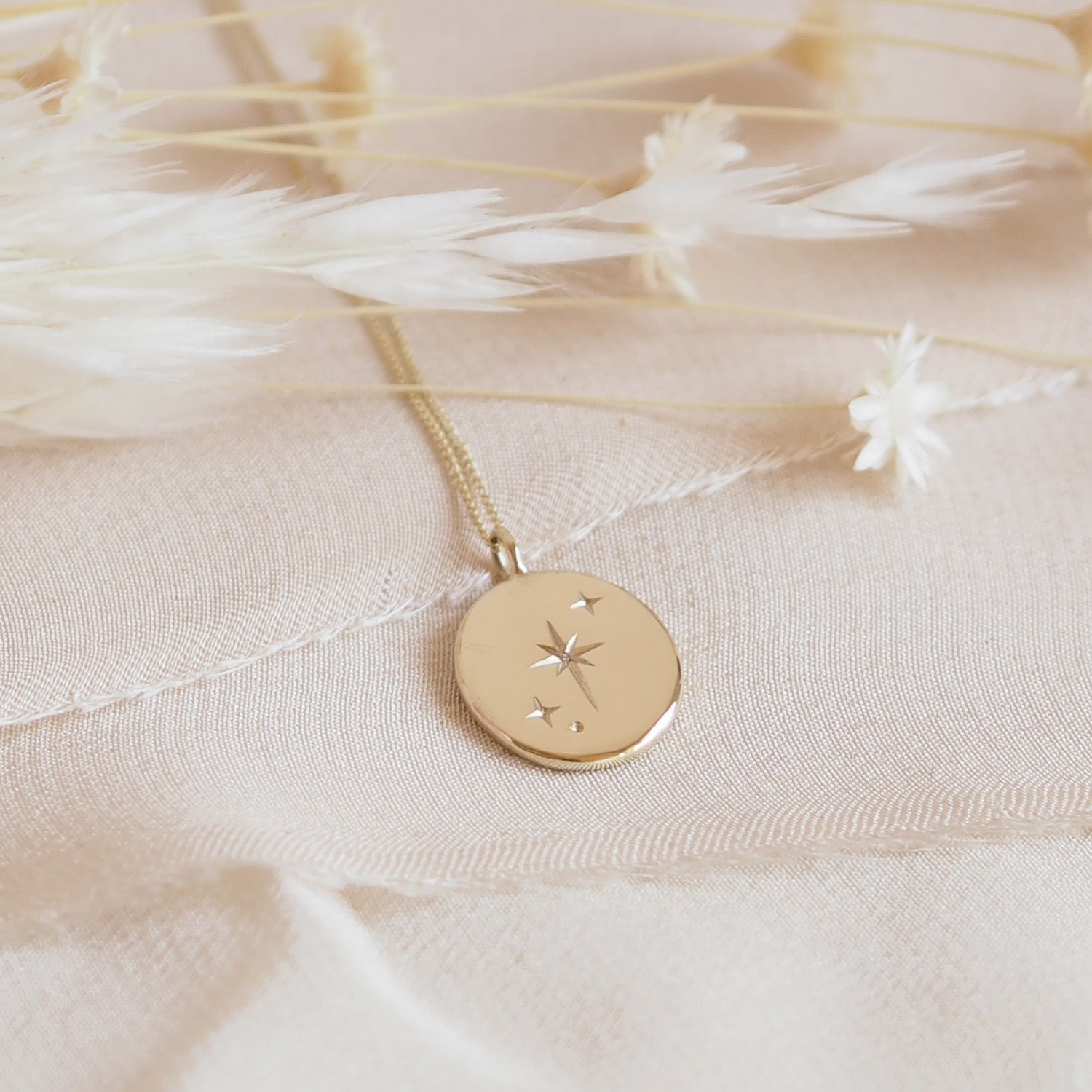 Handmade Solid 9 Carat Gold Large Oval Star Necklace