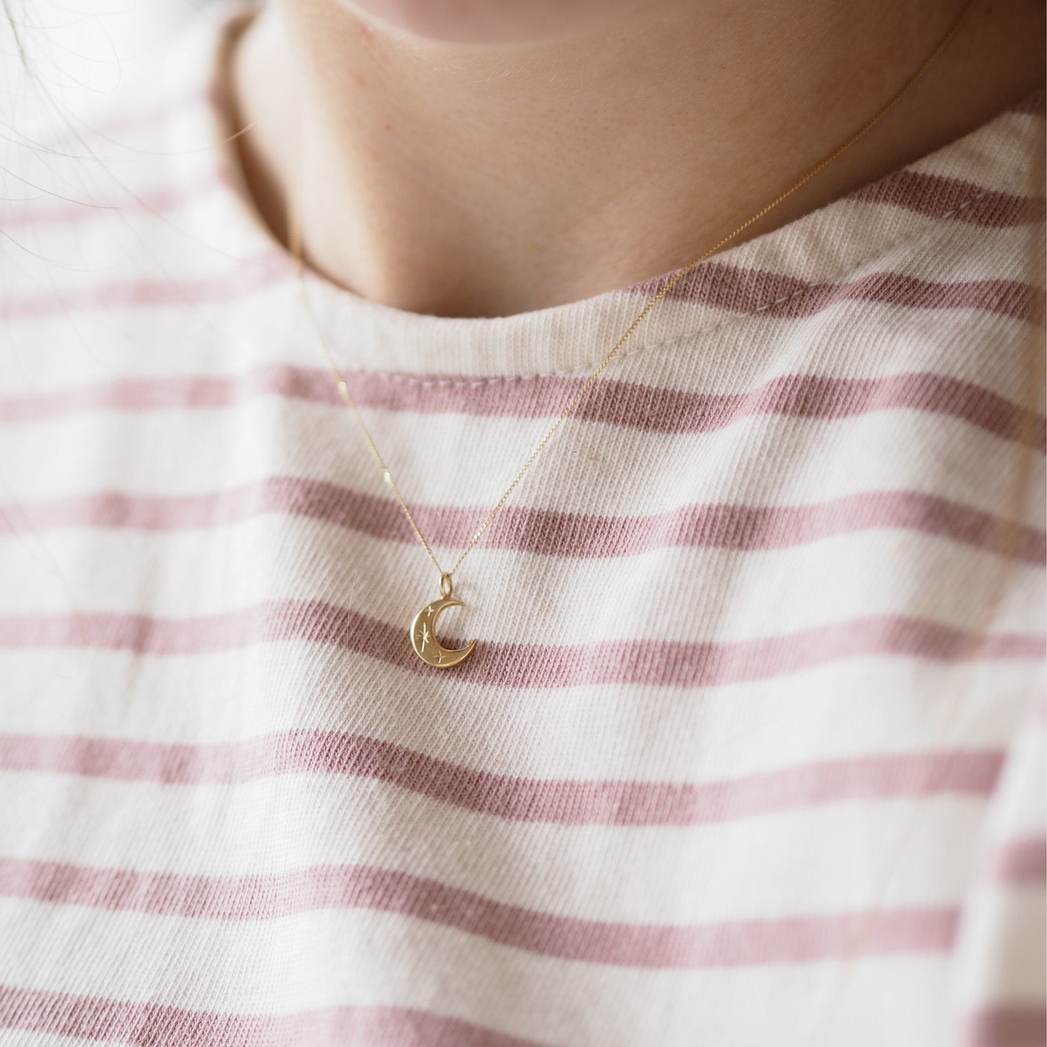 Crescent Moon Necklace in Solid 9ct Gold