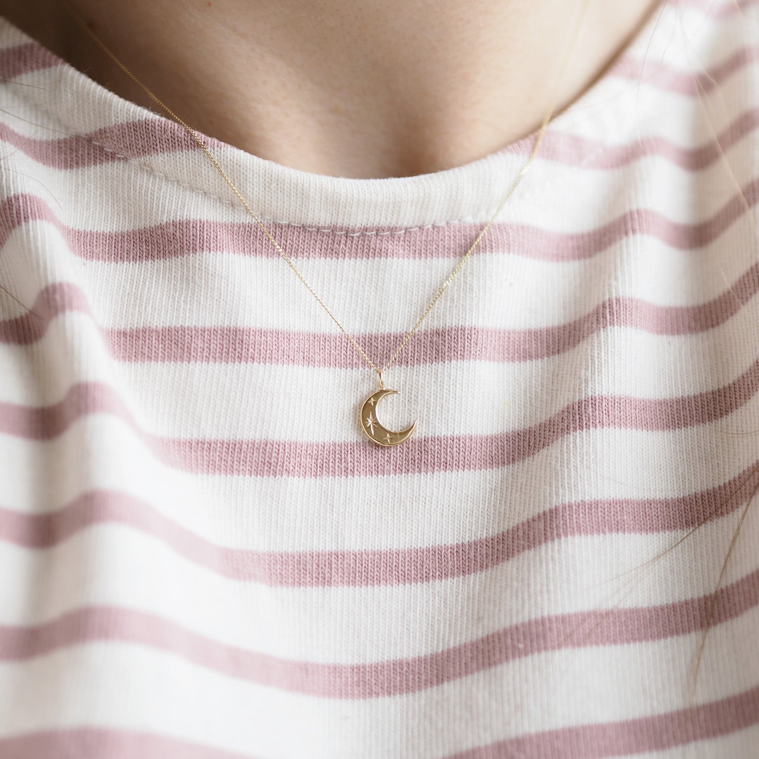 Crescent Moon Necklace in Solid 9ct Gold