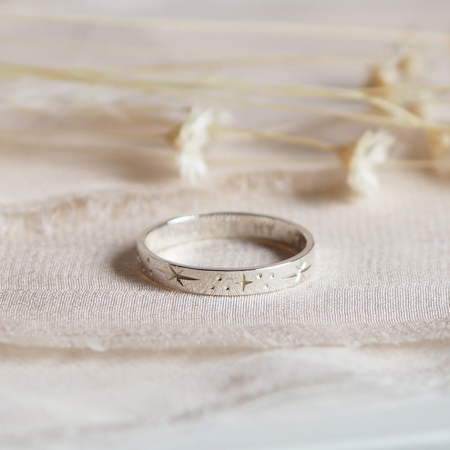 Personalised Hand Engraved Sterling Silver Star Constellation Ring