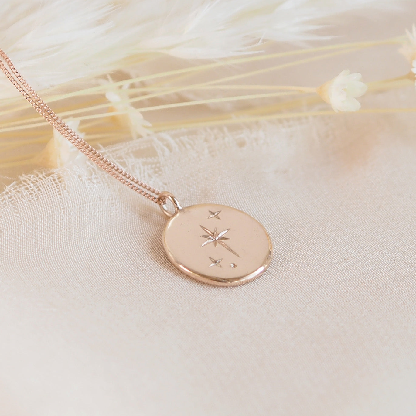 Handmade Solid 9 Carat Gold Large Oval Star Necklace
