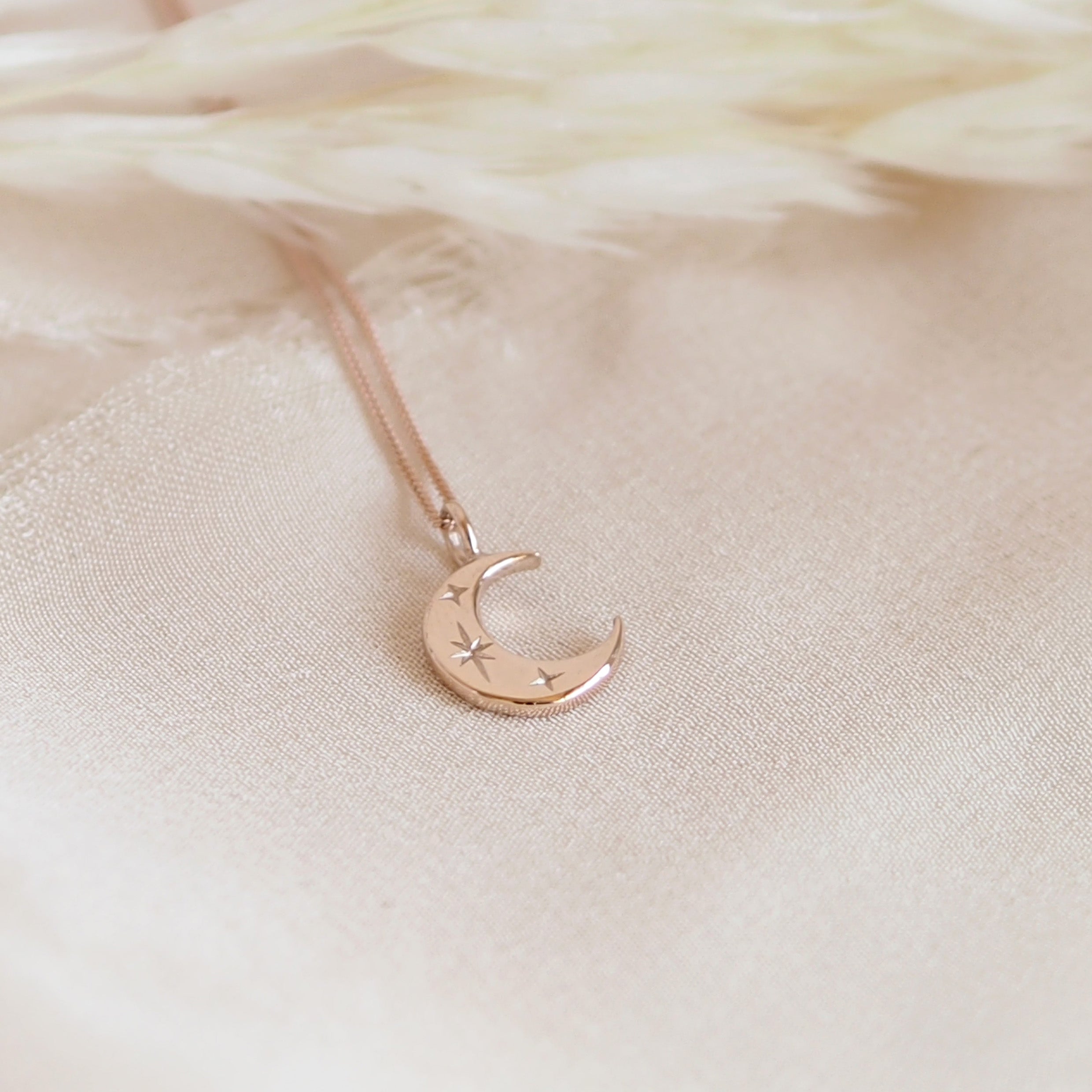 Crescent Moon Necklace in Solid 9ct Gold