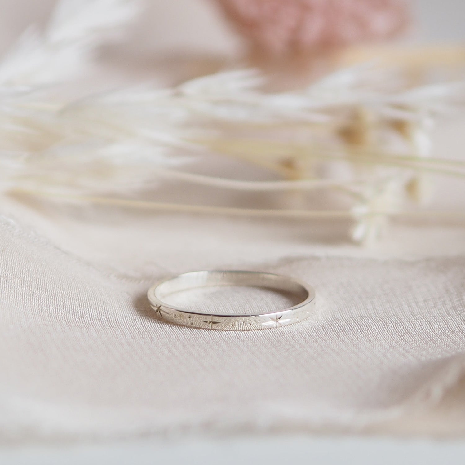 Hand Engraved Sterling Silver Star Constellation Ring