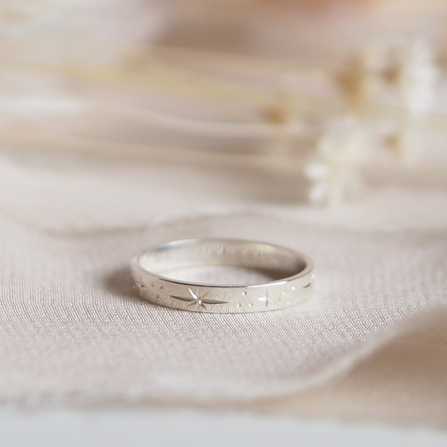 Personalised Hand Engraved Sterling Silver Star Constellation Ring