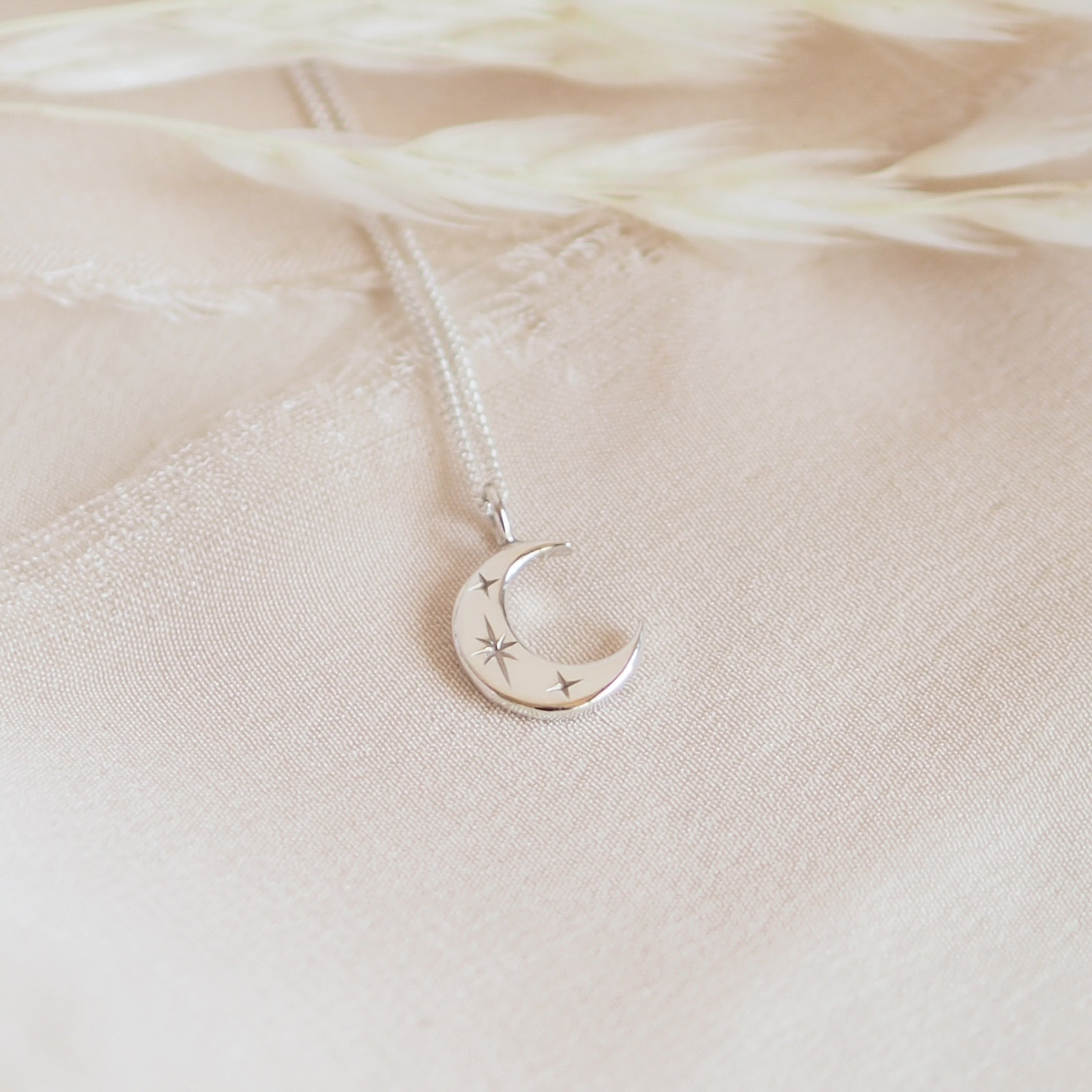 Crescent Moon Necklace in Sterling Silver