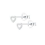 Open Heart Stud Earrings in Sterling Silver