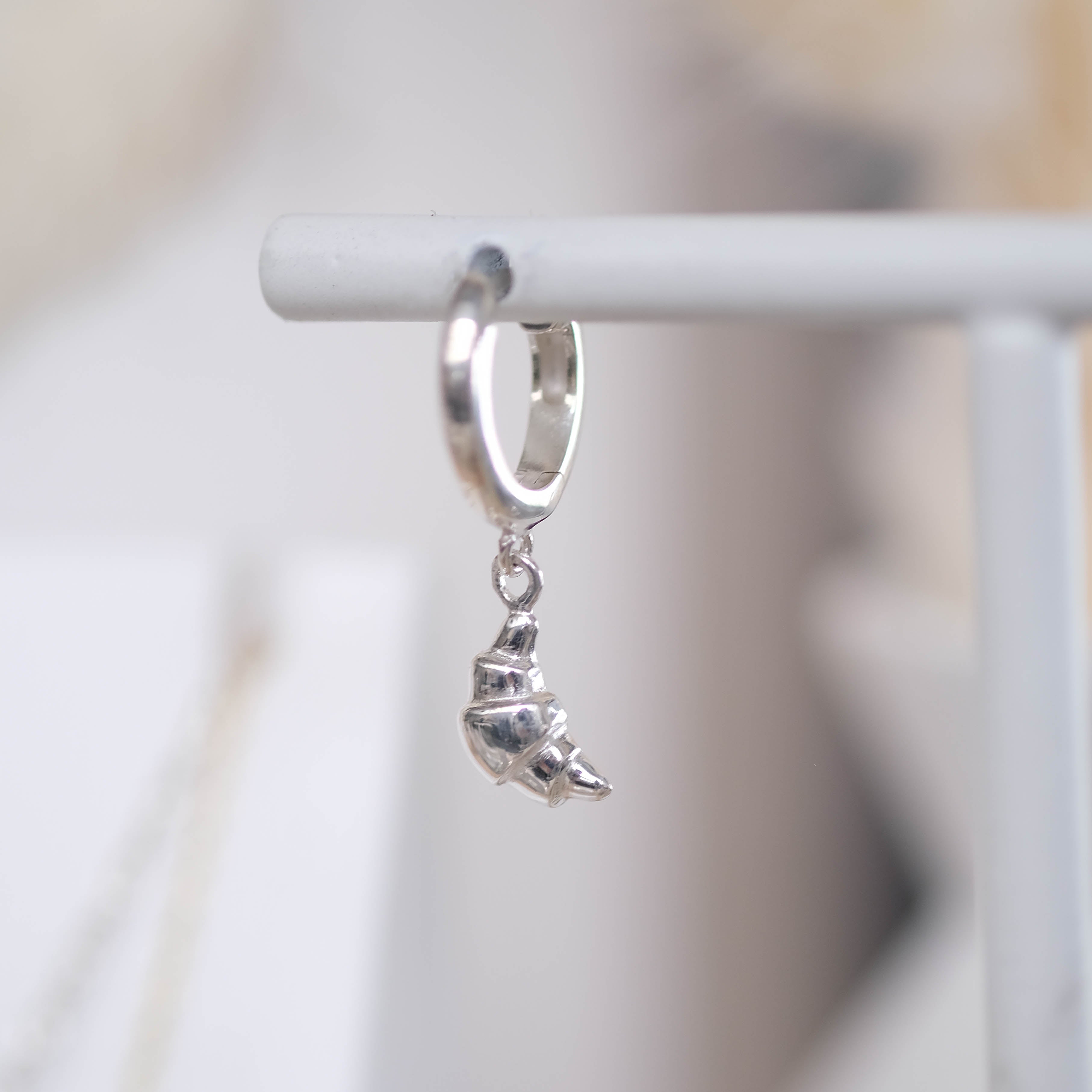 Croissant Huggie Drop Earrings in Sterling Silver
