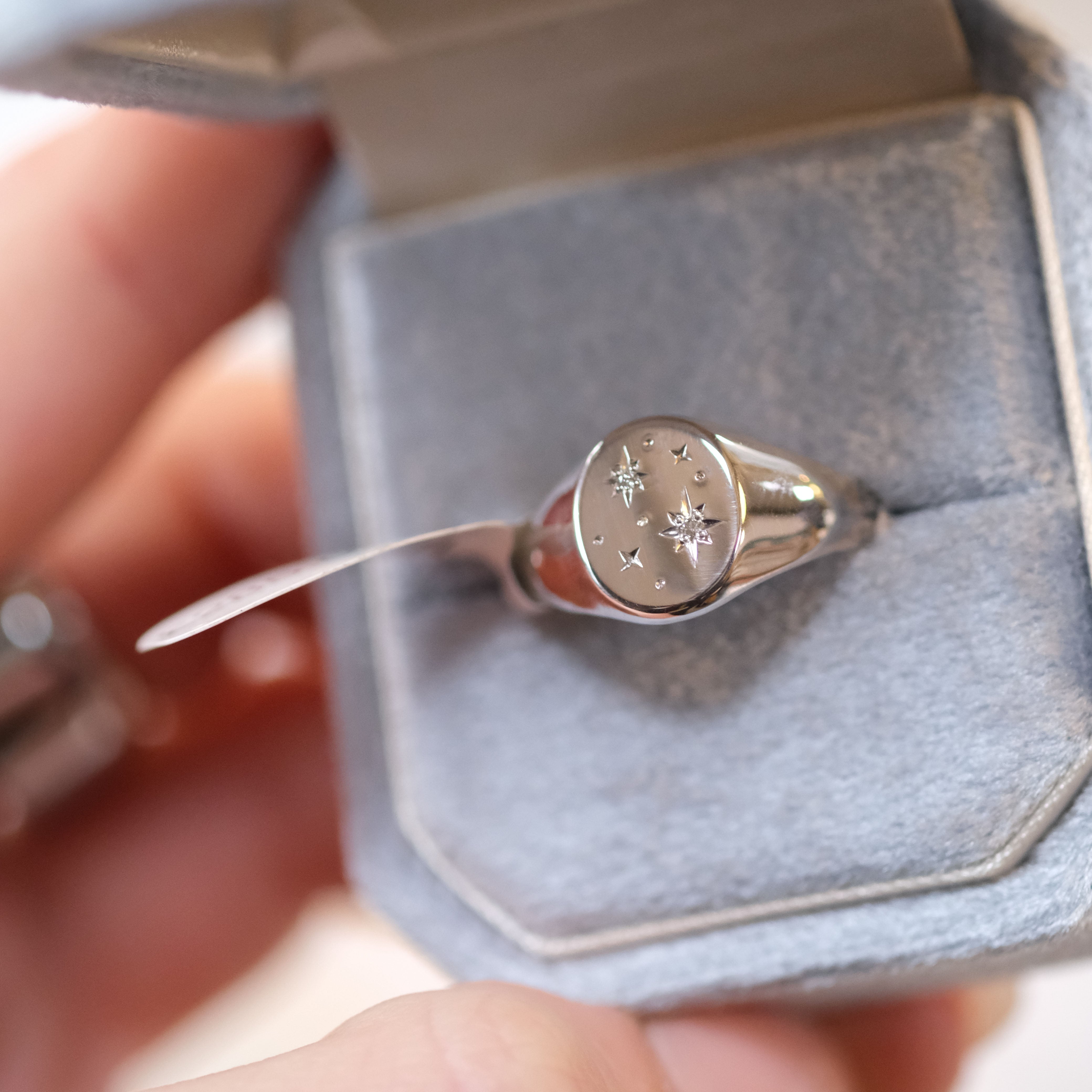 Diamond Star Set Signet Ring