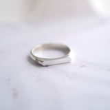 Dainty Slim Diamond Signet in Sterling Silver