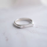 Dainty Slim Diamond Signet in Sterling Silver