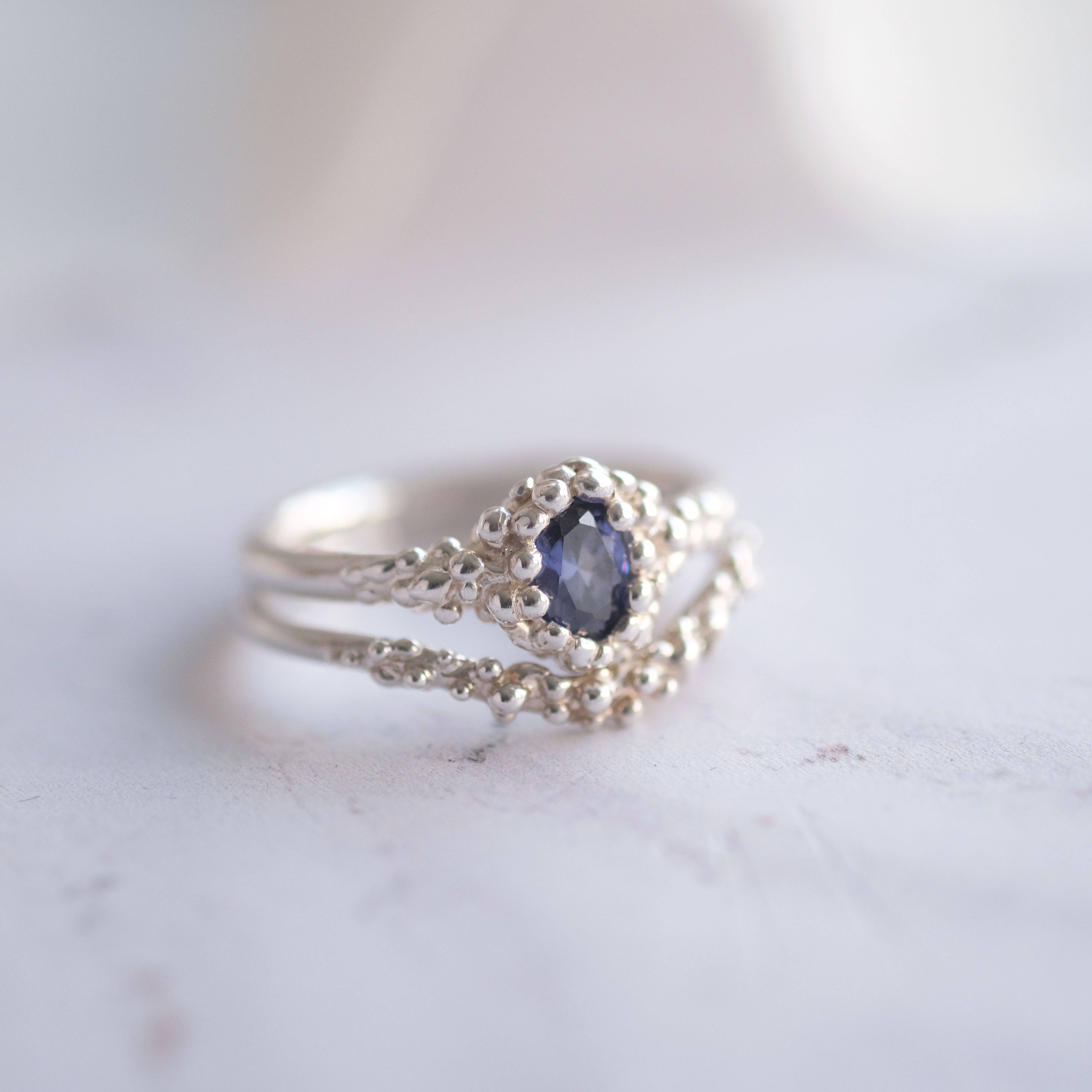 Sterling Silver Granulated Contour Band