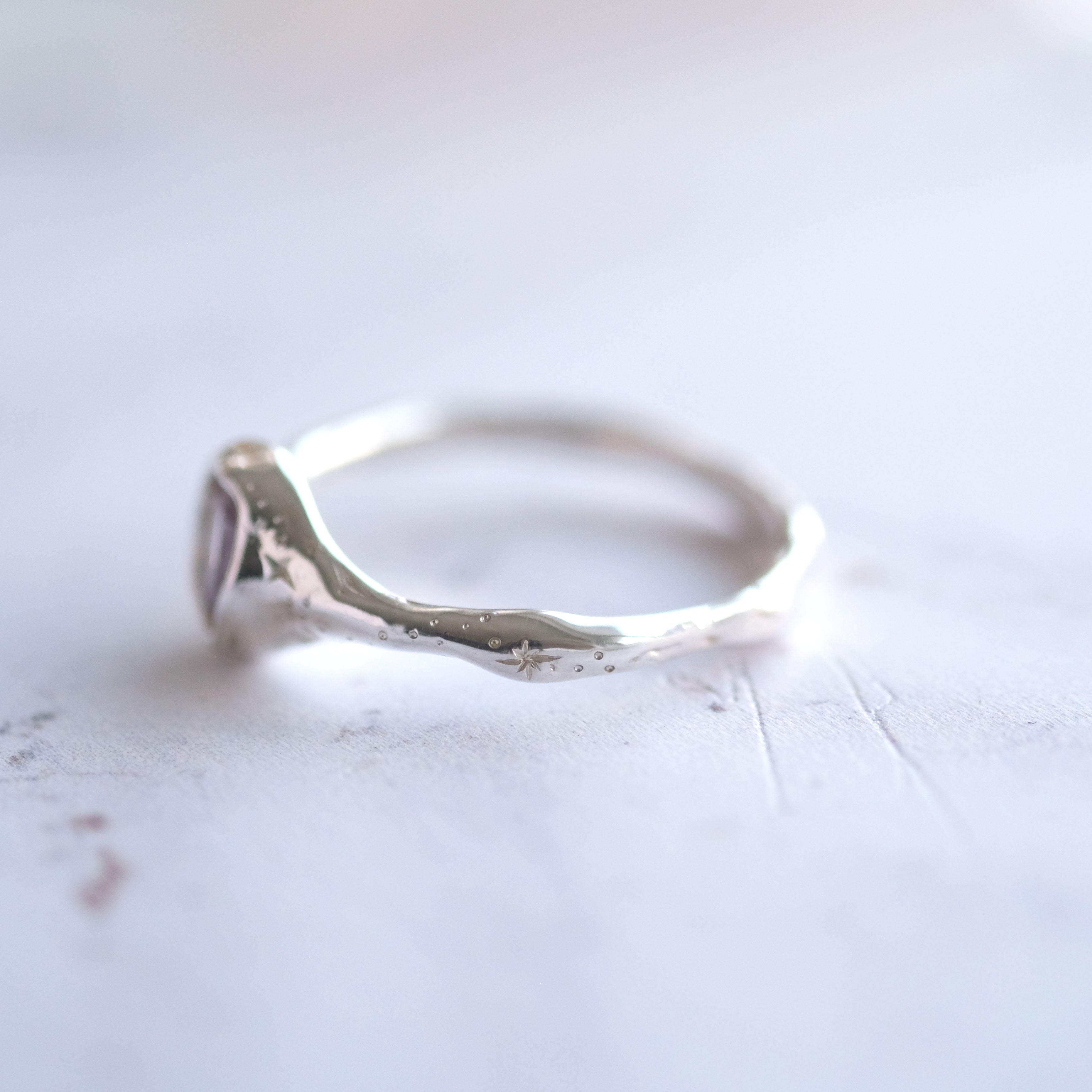 One-of-a-Kind Star Engraved Oval Amazonite Molten Ring