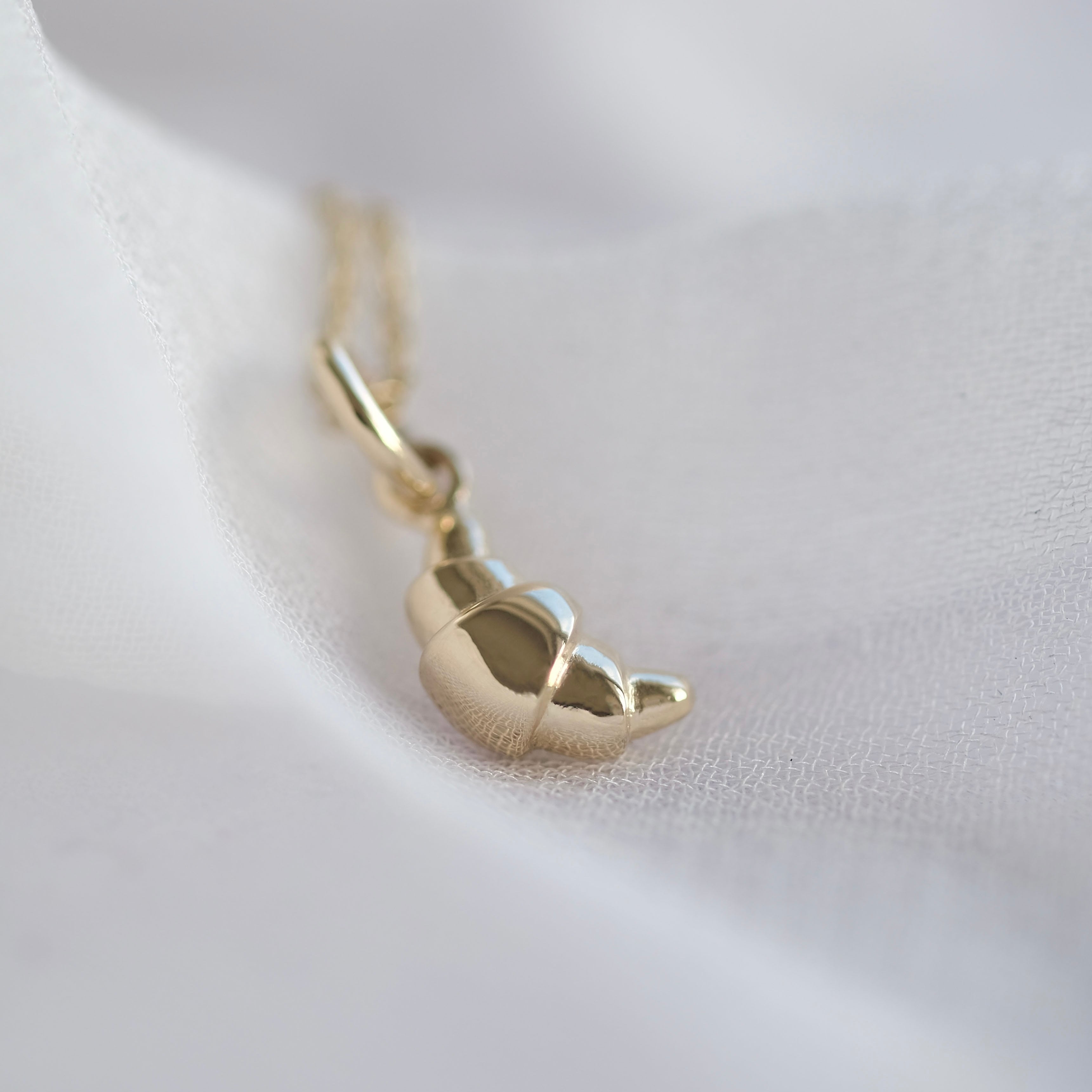 Petite Croissant Necklace in Solid Gold