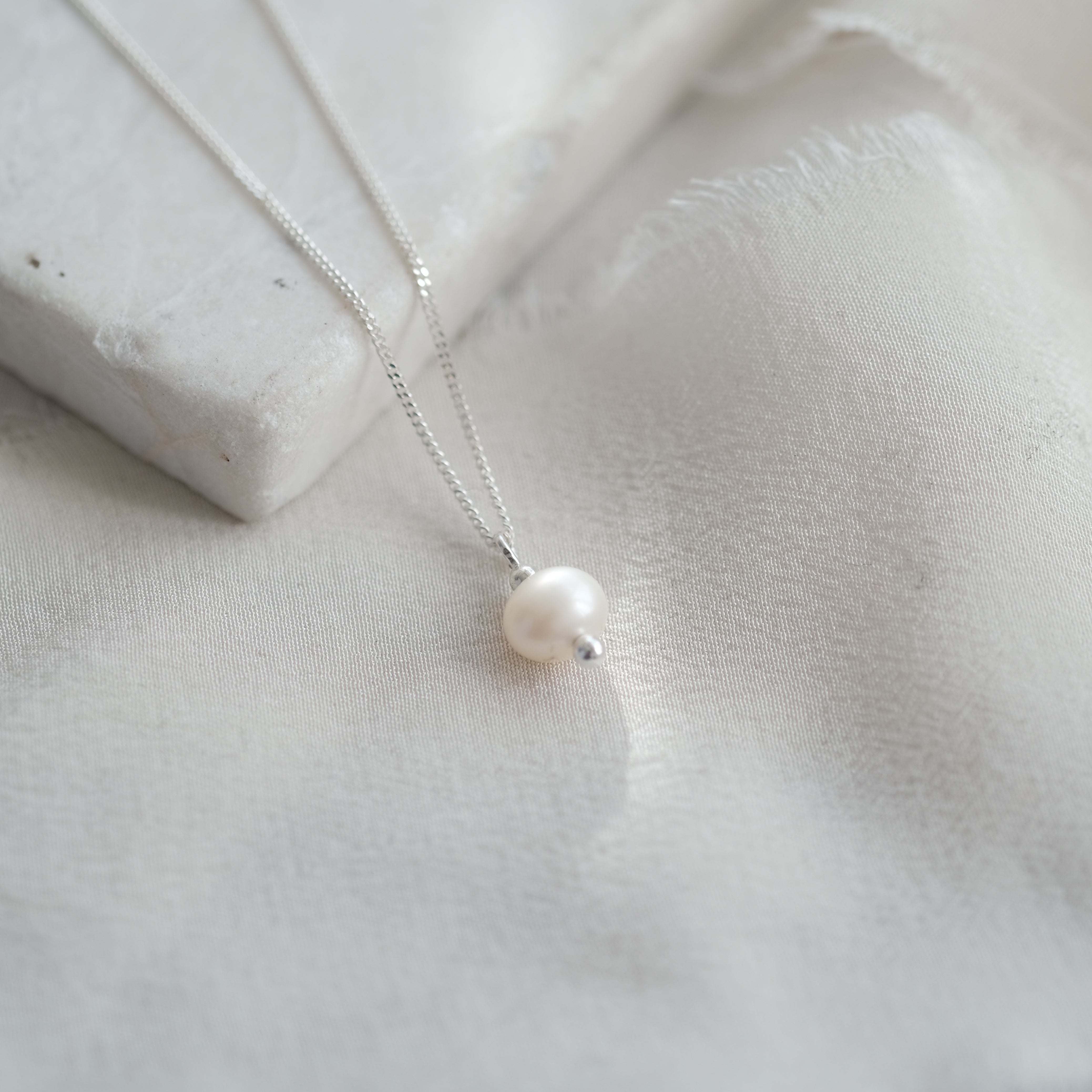 Dainty Freshwater Pearl Necklace in Sterling Silver