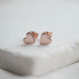Heart Stud Earrings in 18ct Rose Gold Vermeil